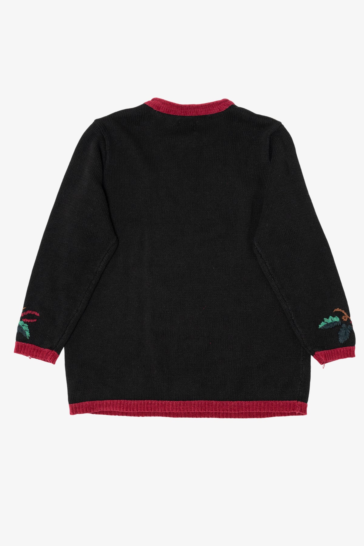 Vintage Black Nutcracker Bears Decorating Tree Ugly Christmas Pullover (1990s)