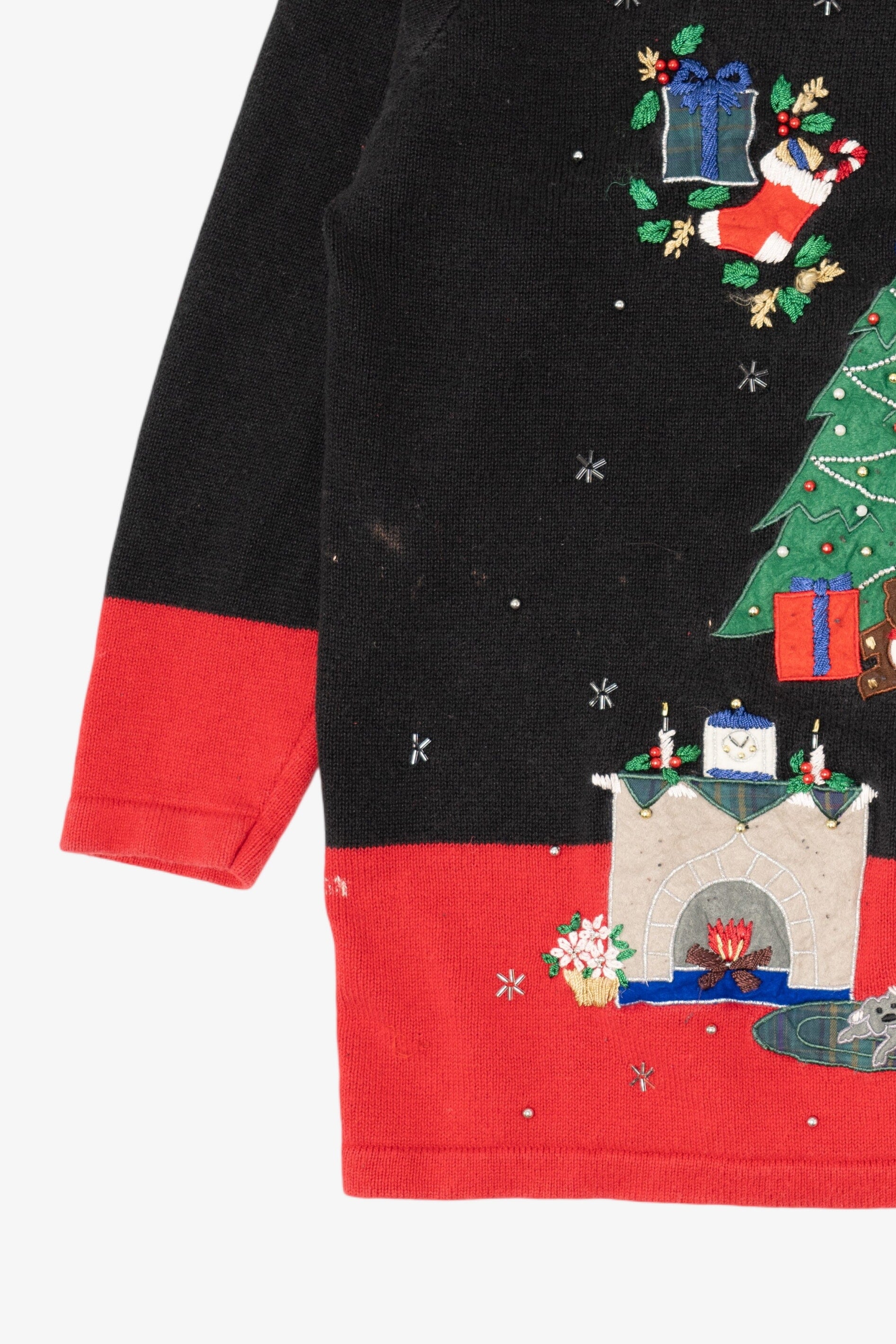 Vintage Black Nutcracker Presents Under Tree Ugly Christmas Pullover (1990s)