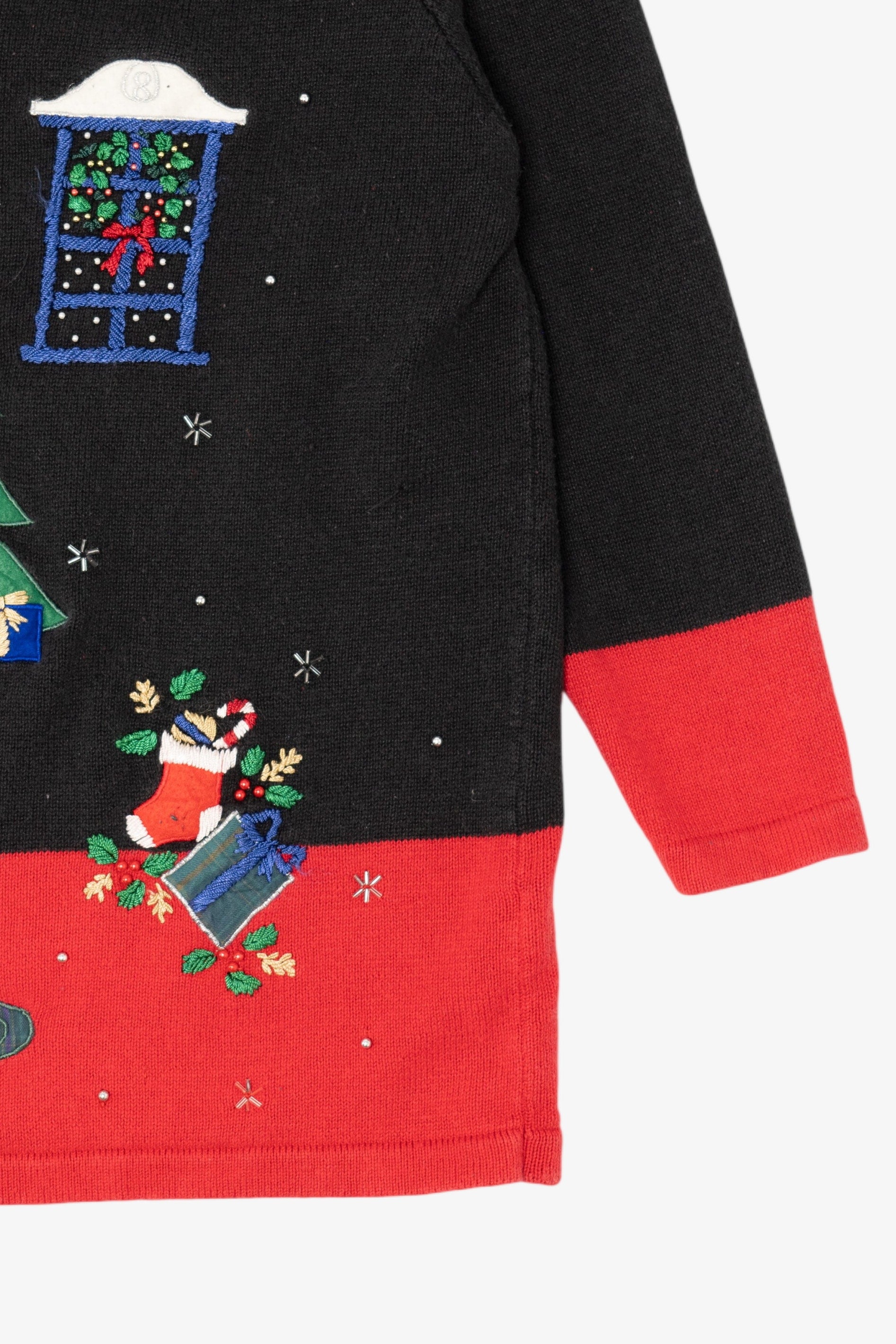 Vintage Black Nutcracker Presents Under Tree Ugly Christmas Pullover (1990s)
