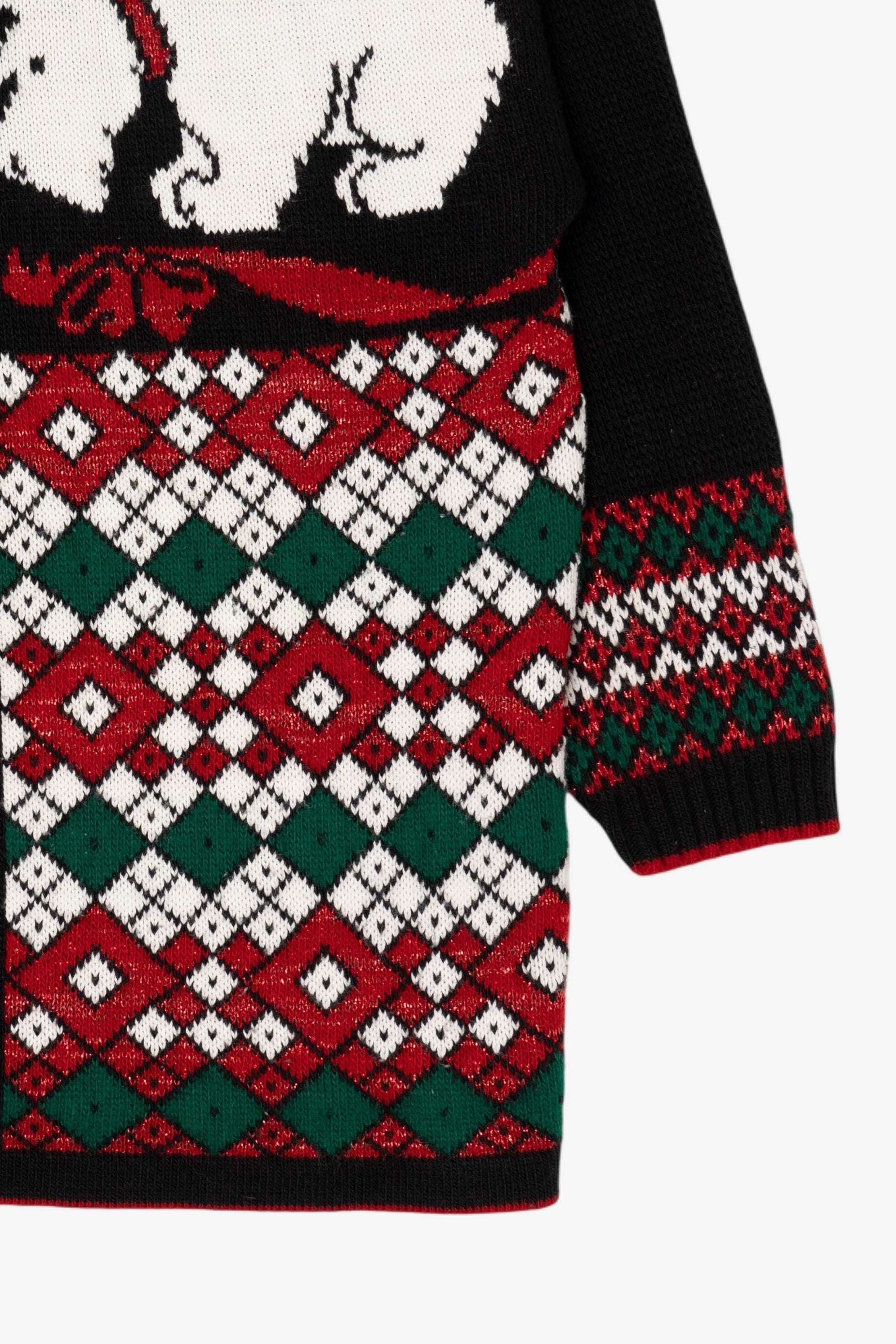 Vintage Black Holiday Time Dogs Ugly Christmas Pullover (1980s)