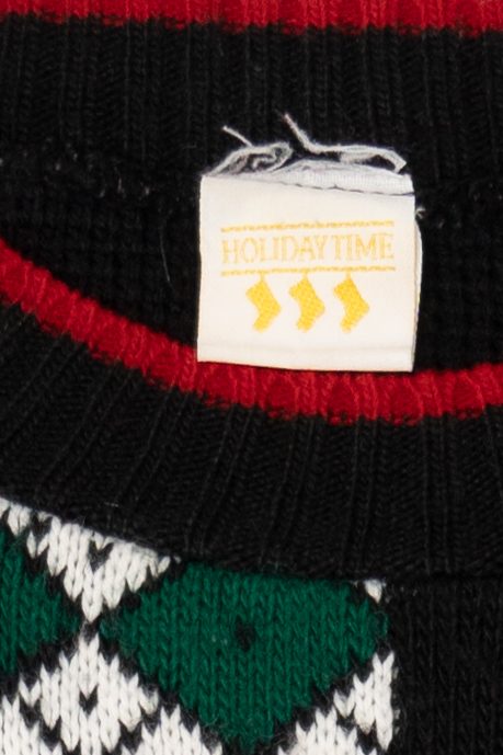 Vintage Black Holiday Time Dogs Ugly Christmas Pullover (1980s)