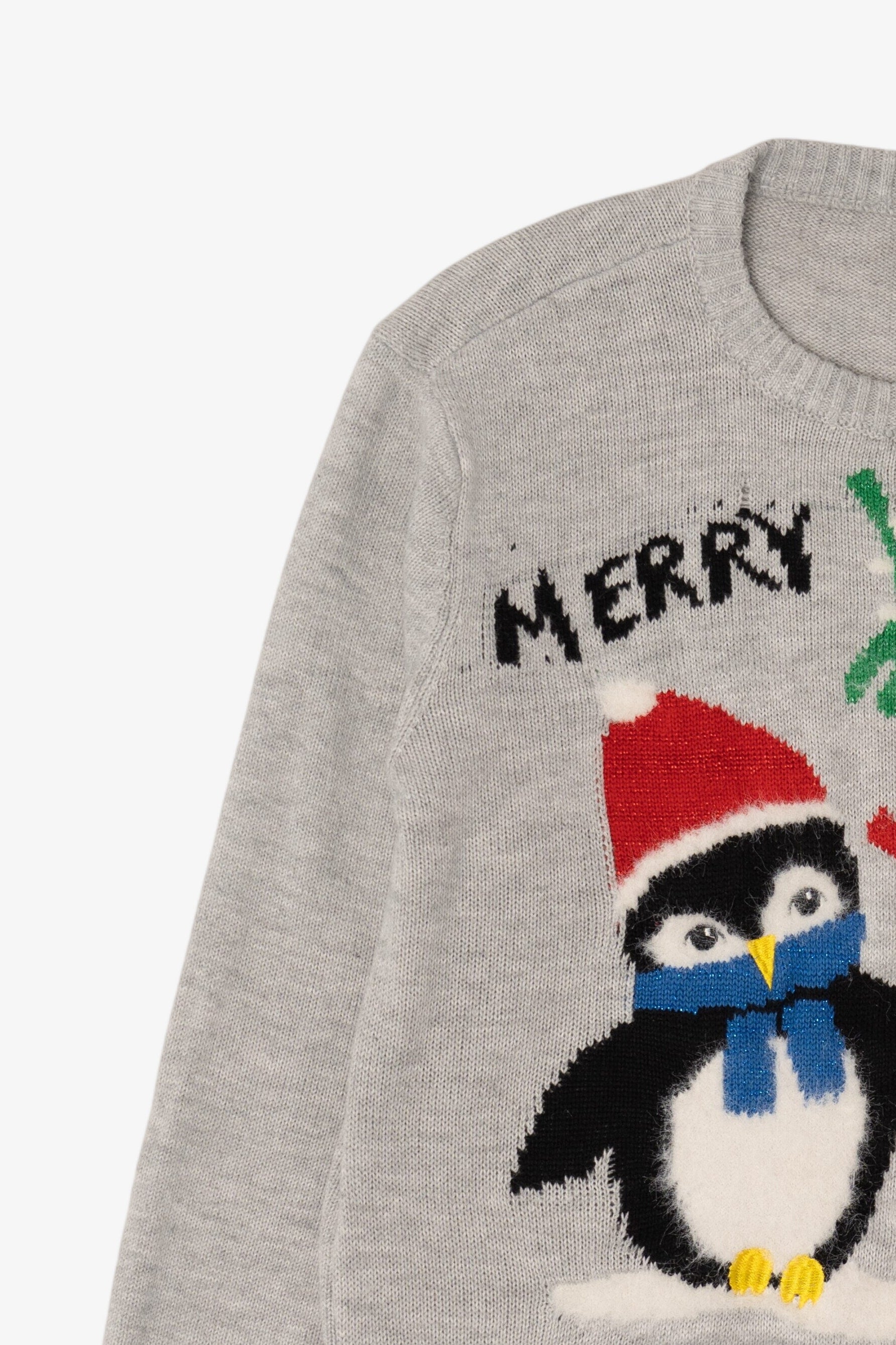 Gray Divided Penguins "Merry Kiss-Mas" Ugly Christmas Pullover (2020s)