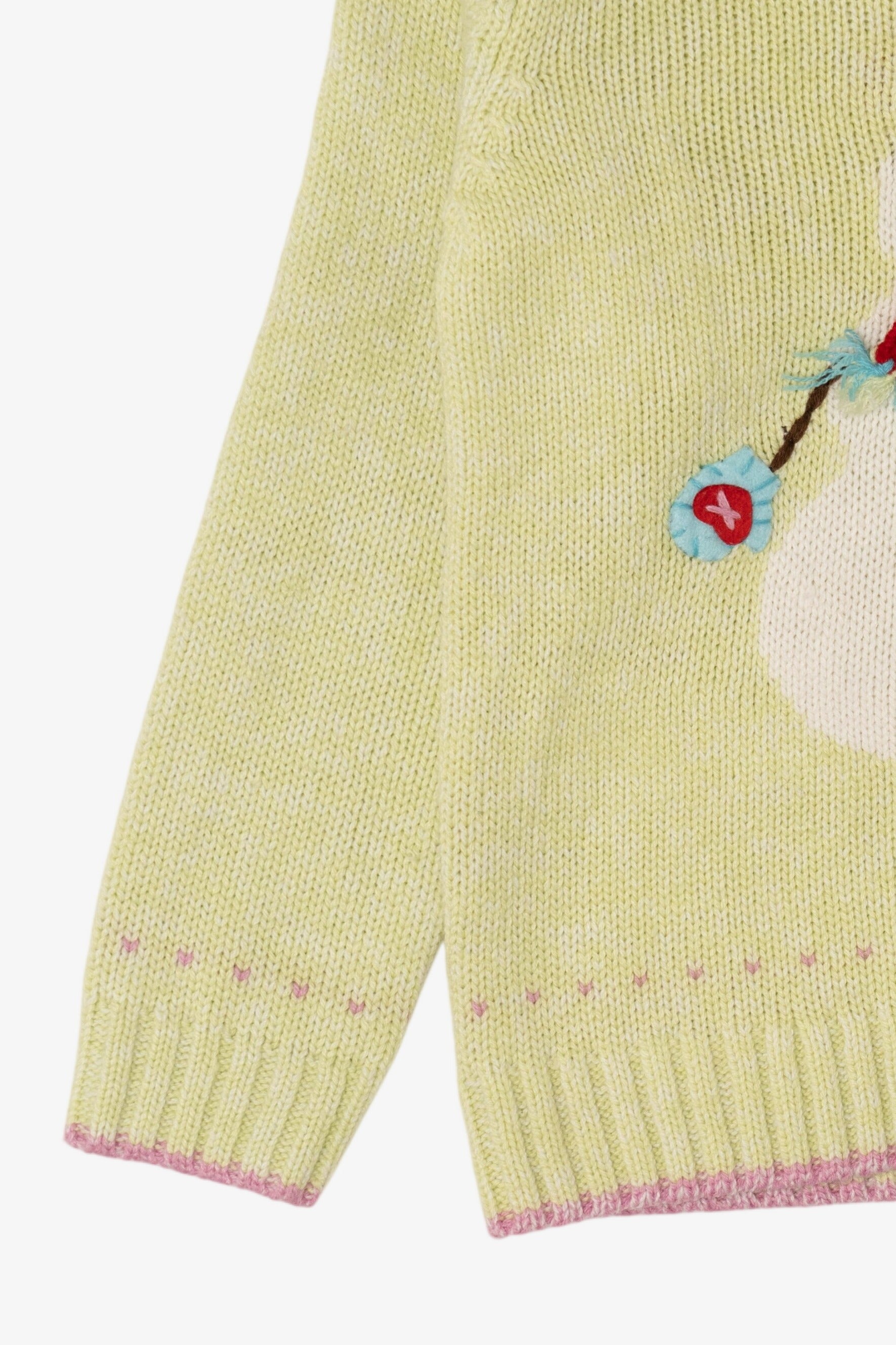 Vintage Kid Sized Light Green Nannettegirl Snowmen Ugly Christmas Sweater (sz 6) (1990s)