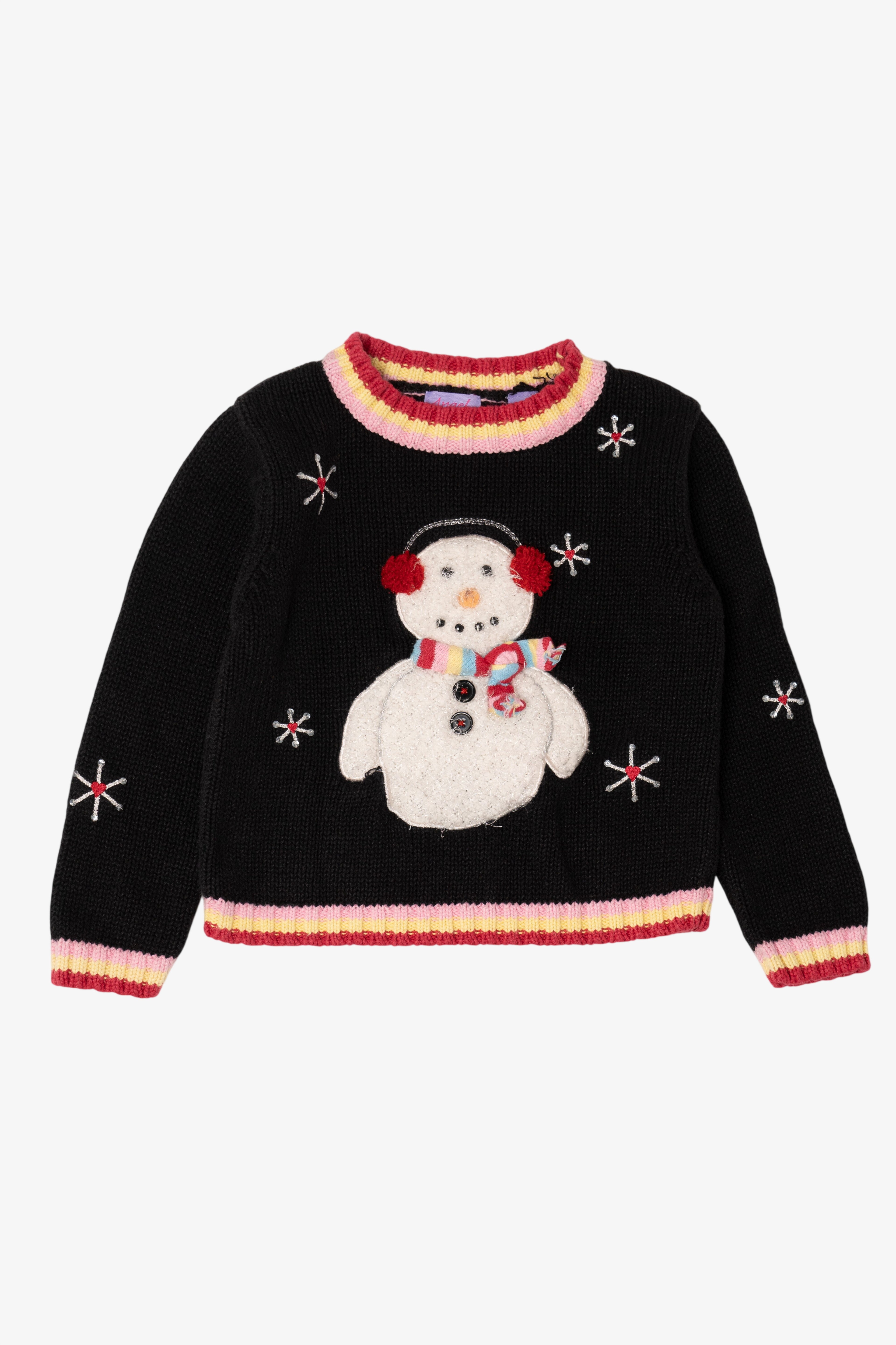 Vintage Kid Sized Black Angel Fish Snowmen Ugly Christmas Sweater (sz 5) (1990s)