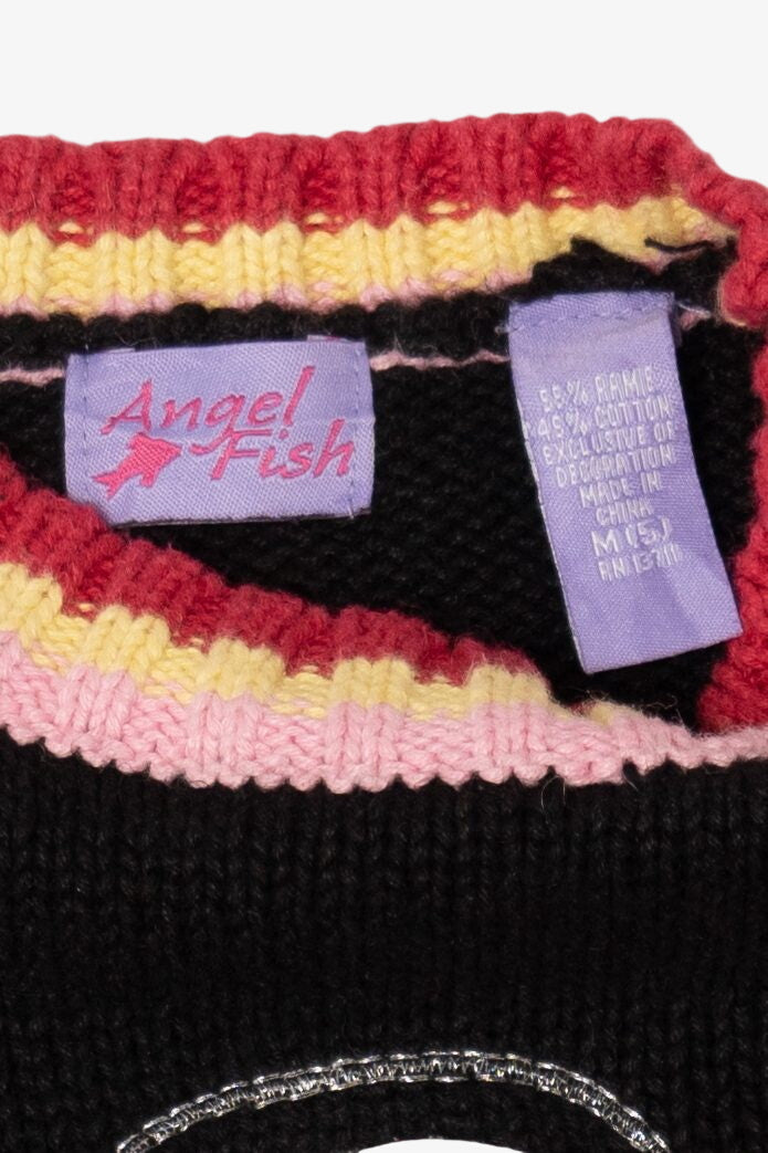 Vintage Kid Sized Black Angel Fish Snowmen Ugly Christmas Sweater (sz 5) (1990s)