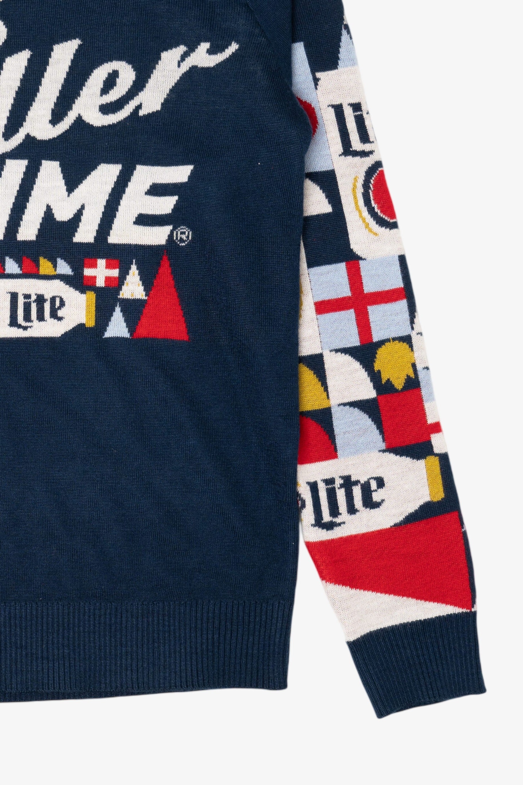 Navy Blue Miller Lite "It's Miller Time" Ugly Christmas Pullover (2020s)