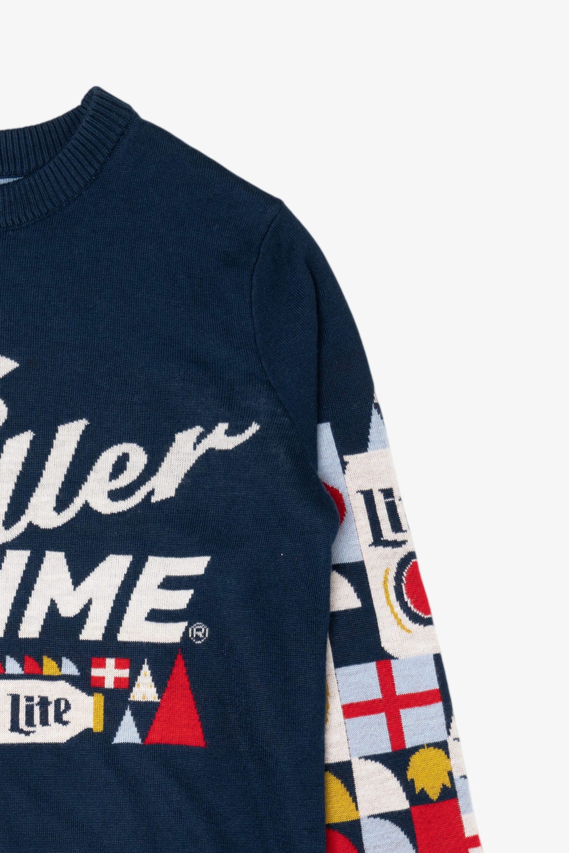 Navy Blue Miller Lite "It's Miller Time" Ugly Christmas Pullover (2020s)