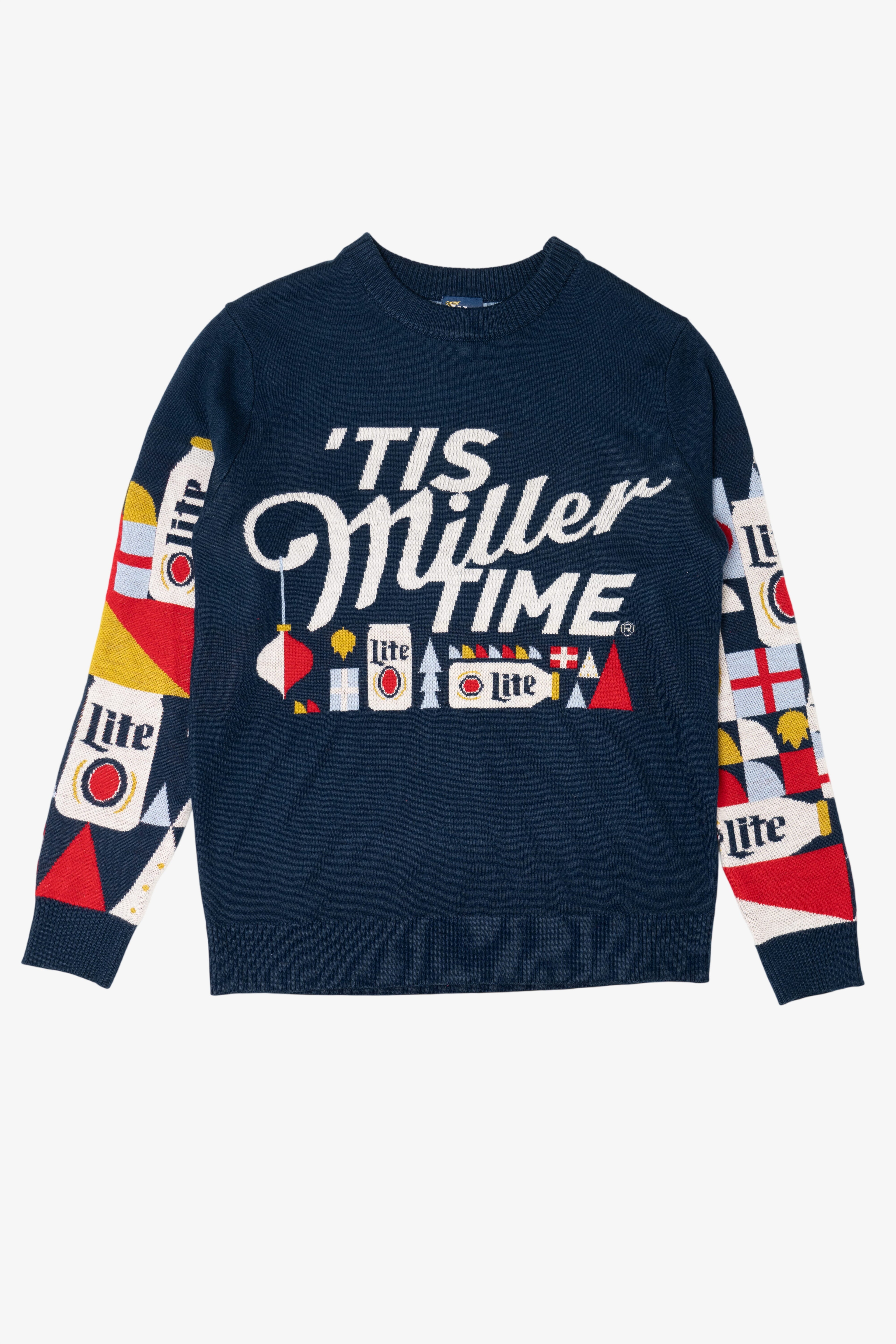 Navy Blue Miller Lite "It's Miller Time" Ugly Christmas Pullover (2020s)