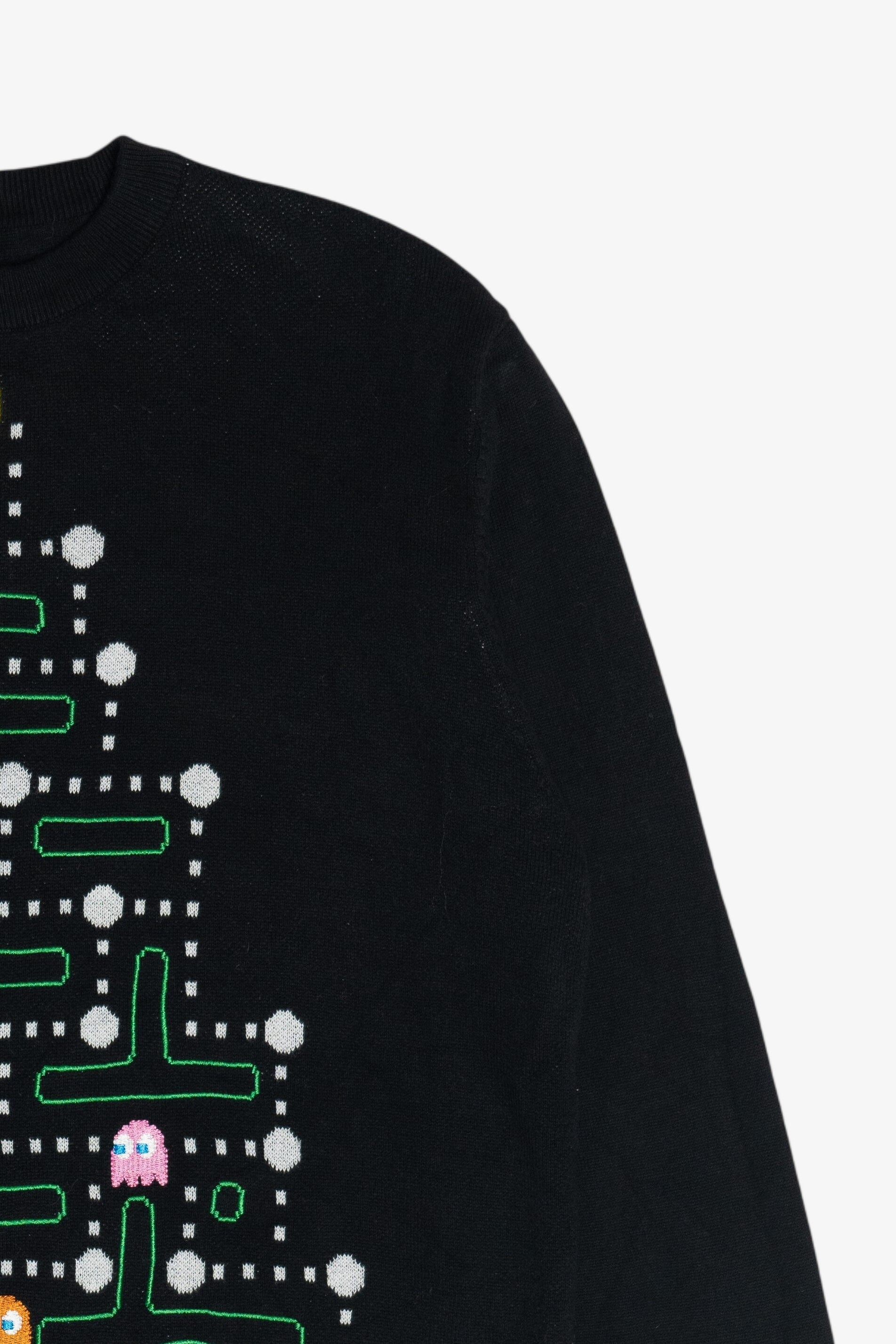 Pac-Man Christmas Tree Embroidered Ugly Christmas Sweater (2010s)