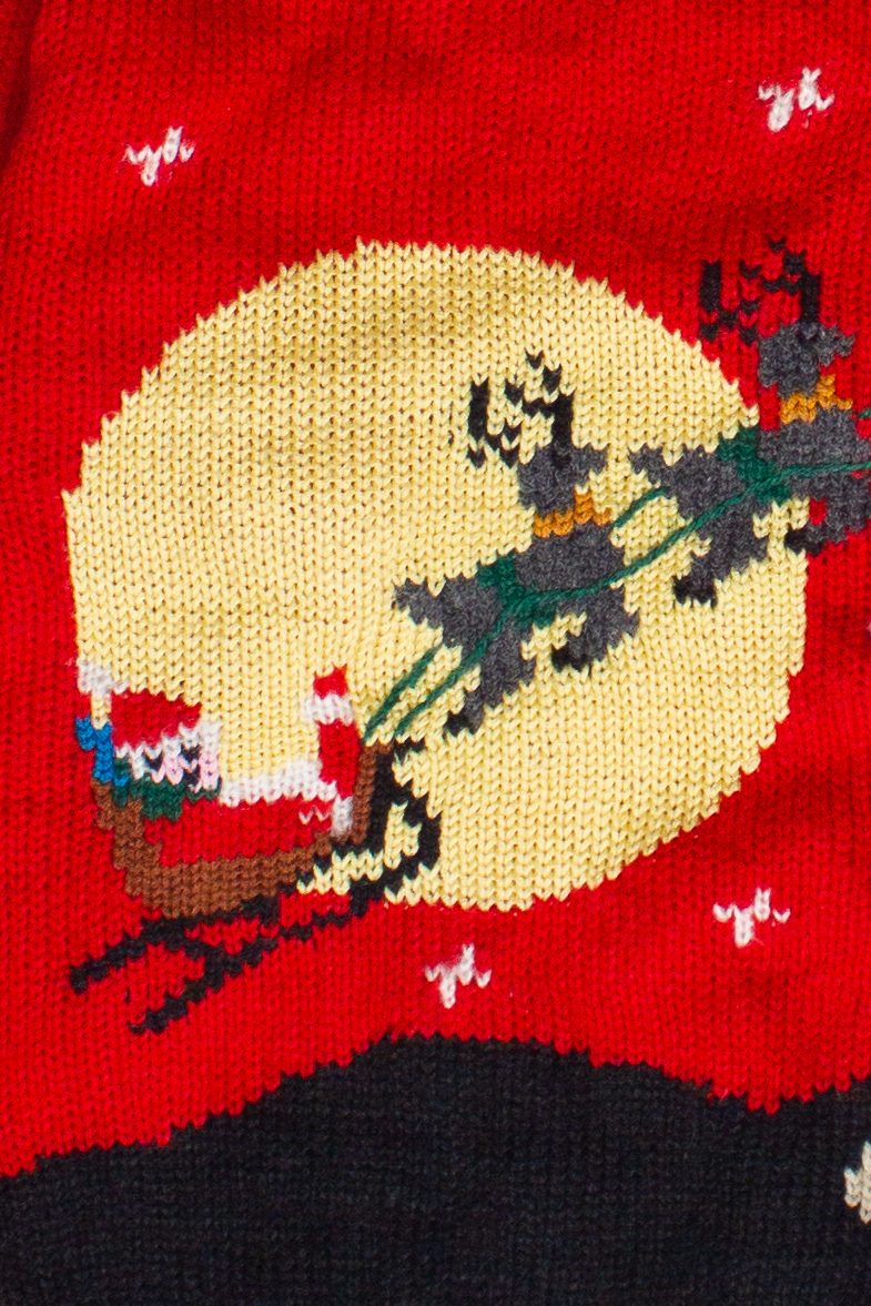 Vintage Messages Santa's Sleigh Knit Christmas Sweater