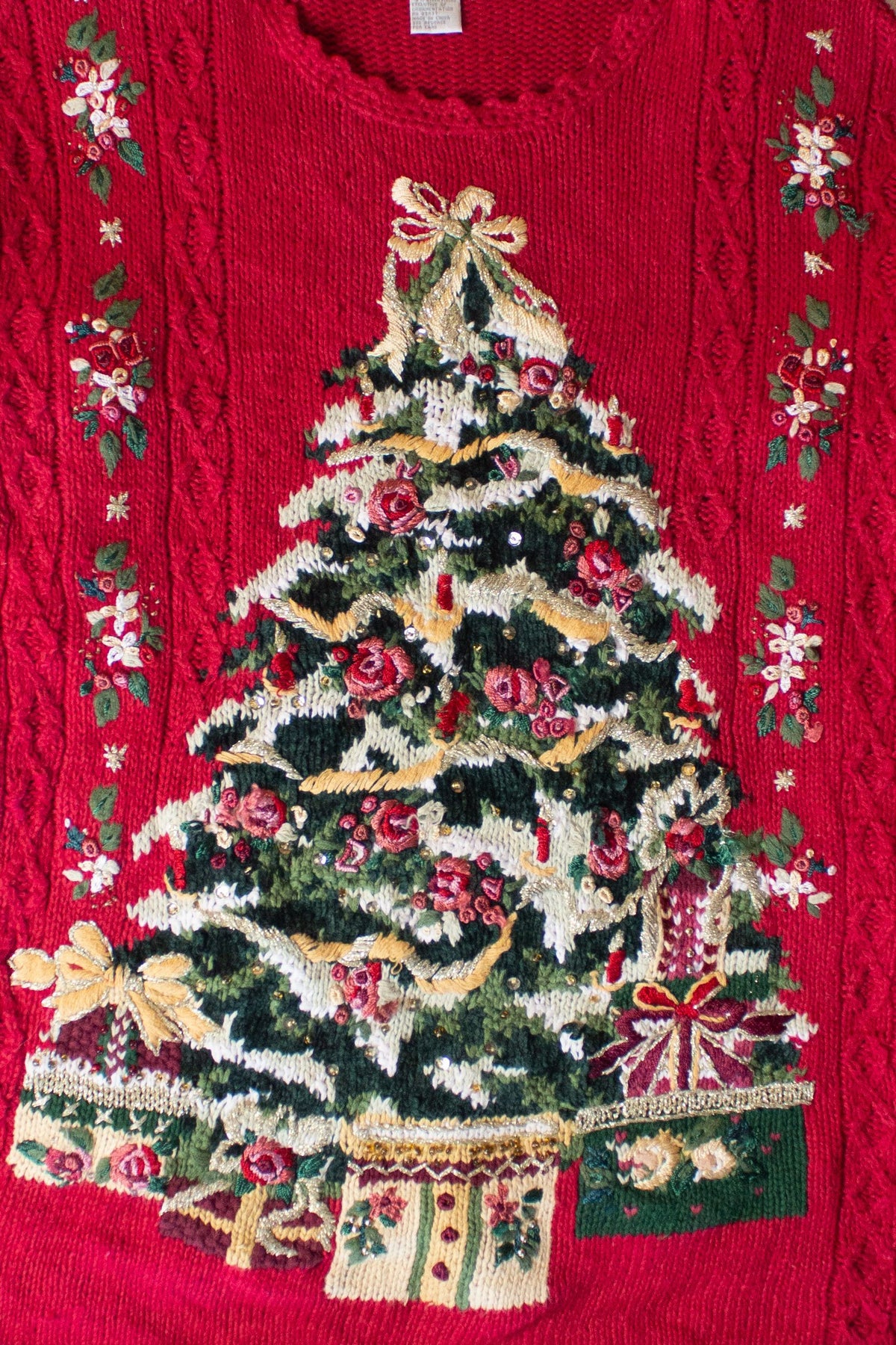 Vintage Red Big Tree Ugly Christmas Sweater (1990s)