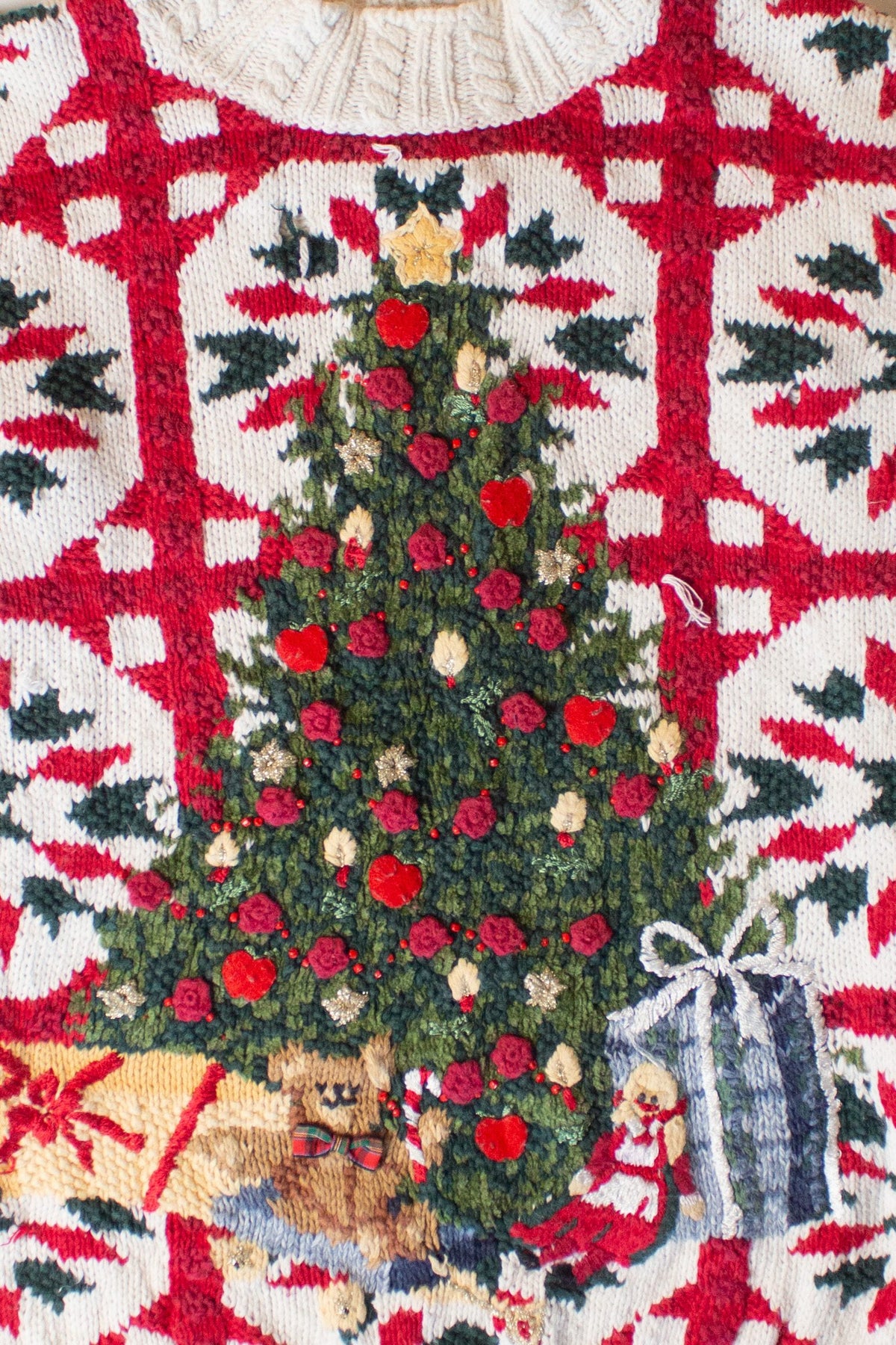 Vintage White Tree Ugly Christmas Sweater (1990s)