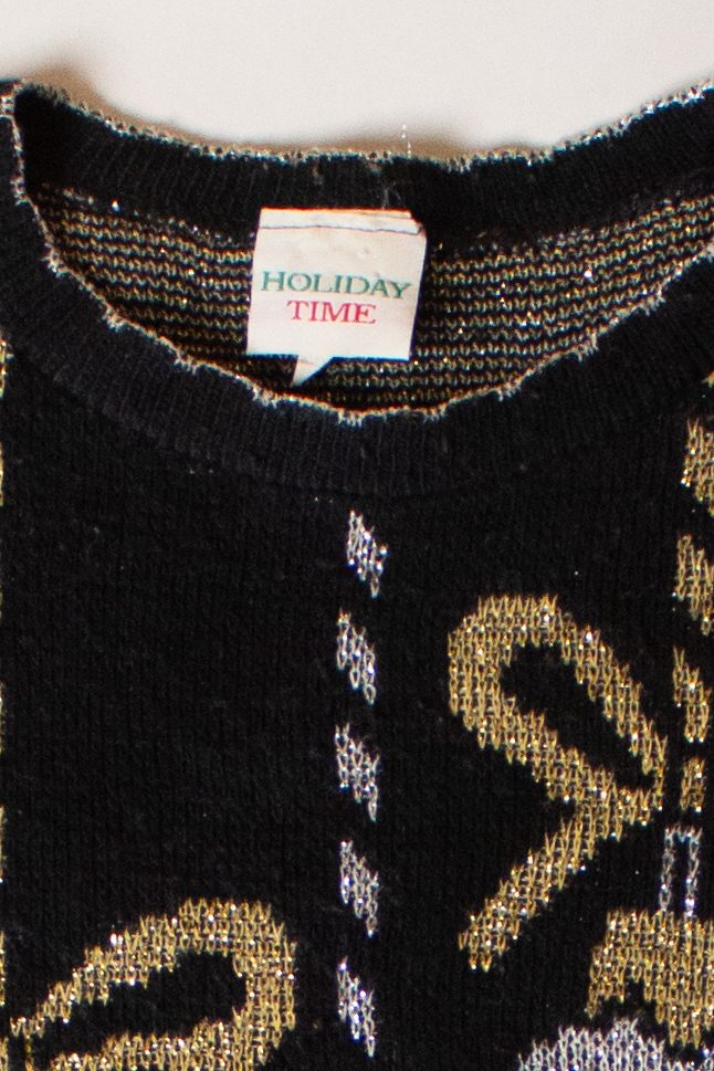 Vintage Black Metallic Ornaments Ugly Christmas Sweater (1990s)
