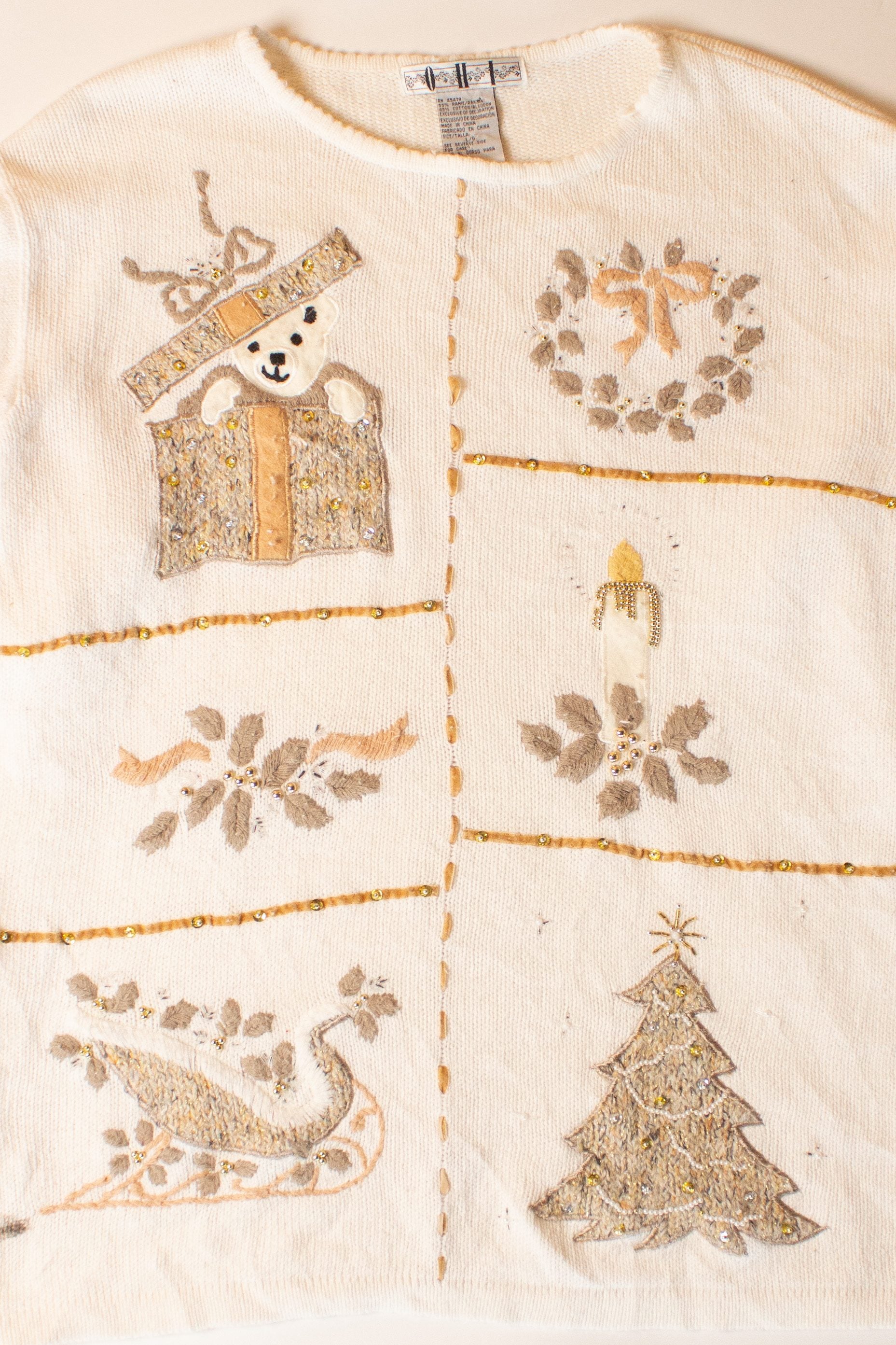Vintage White Ugly Christmas Sweater (1990s)