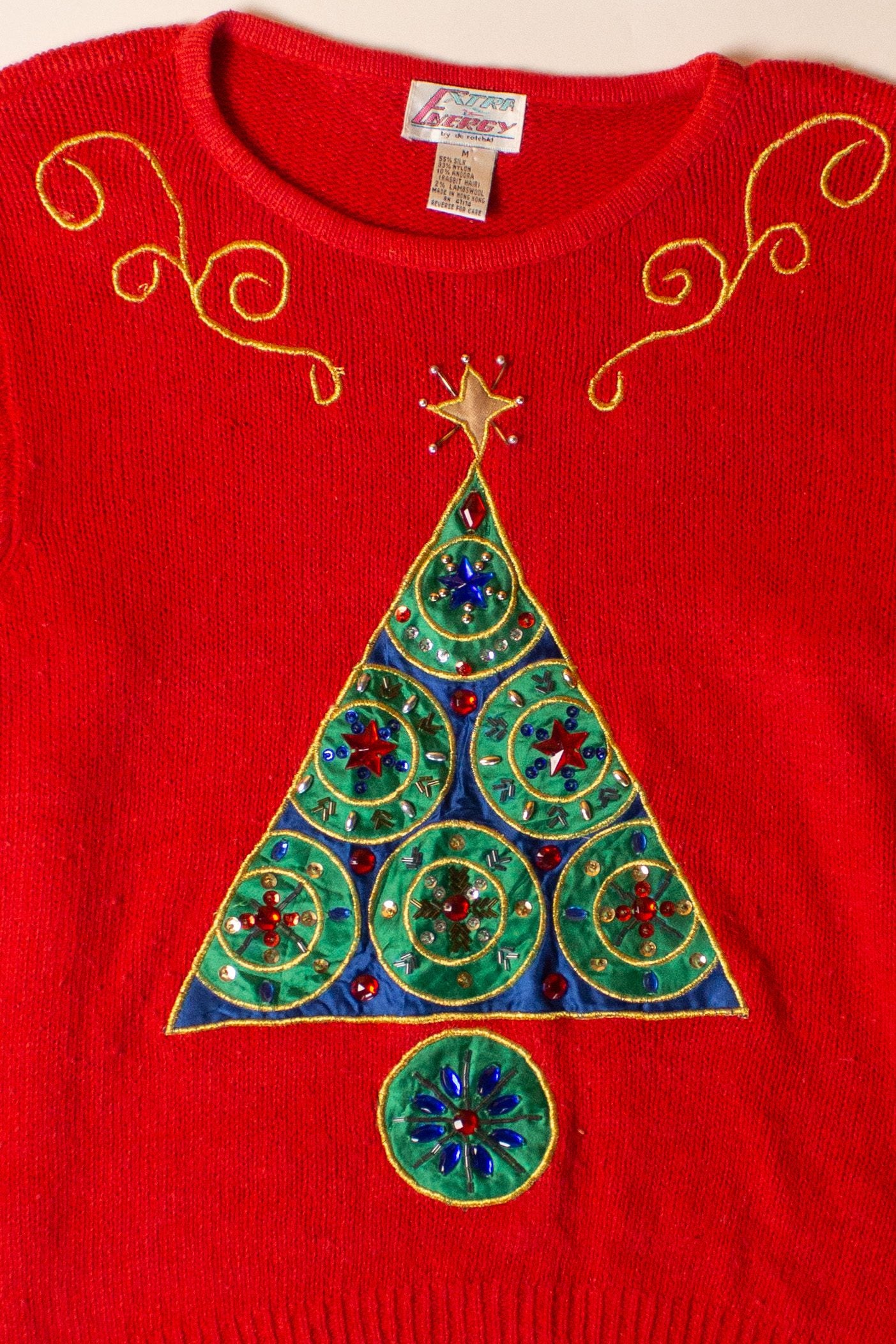Vintage Abstract Silk Christmas Sweater (1980s)