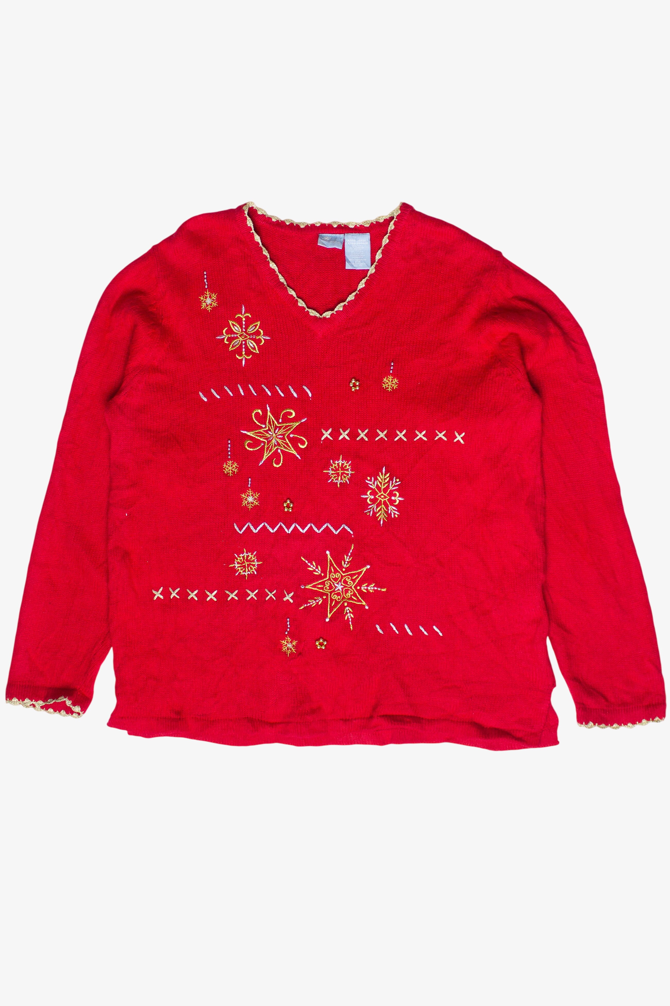 Holiday Editions Metallic Embroidered Ugly Christmas Sweater (2010s)
