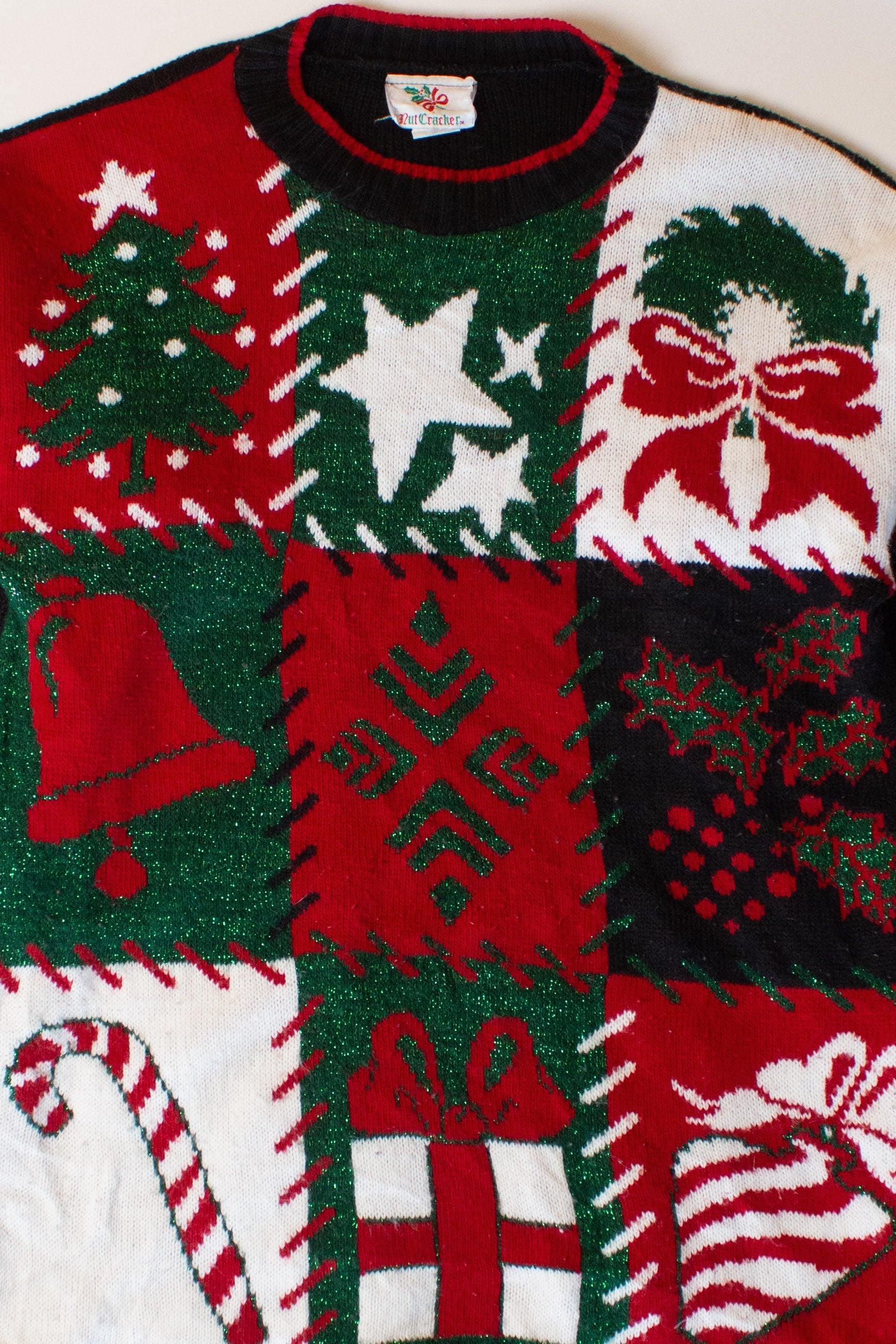 Vintage Patches Graphic Ugly Christmas Sweater (1990s)