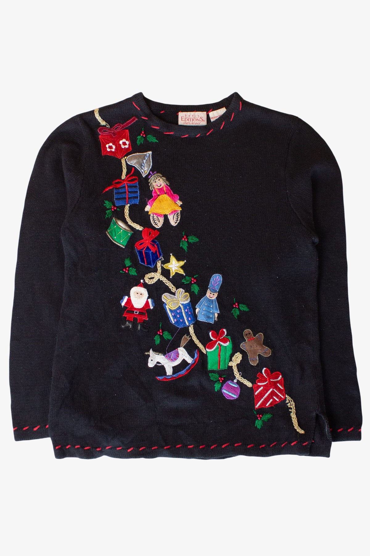 Vintage Black Basic Editions Ugly Christmas Sweater (1990s)