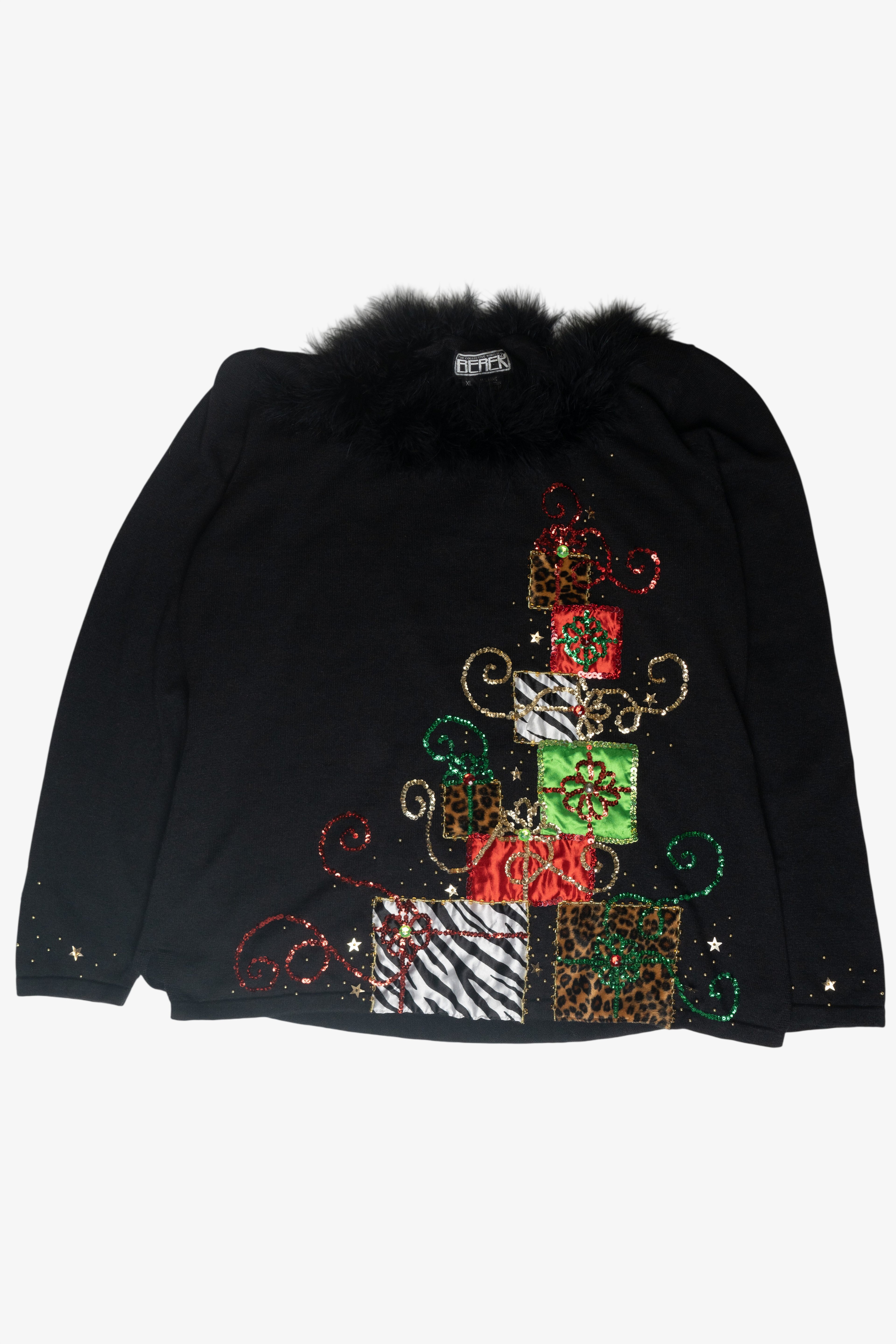 Animal Print Presents Ugly Christmas Pullover (2000s)