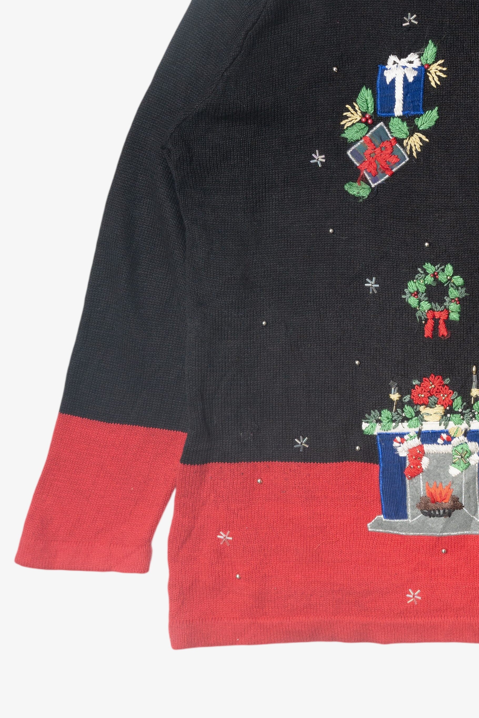 Vintage Cozy Fireplace Ugly Christmas Sweater (1990s)