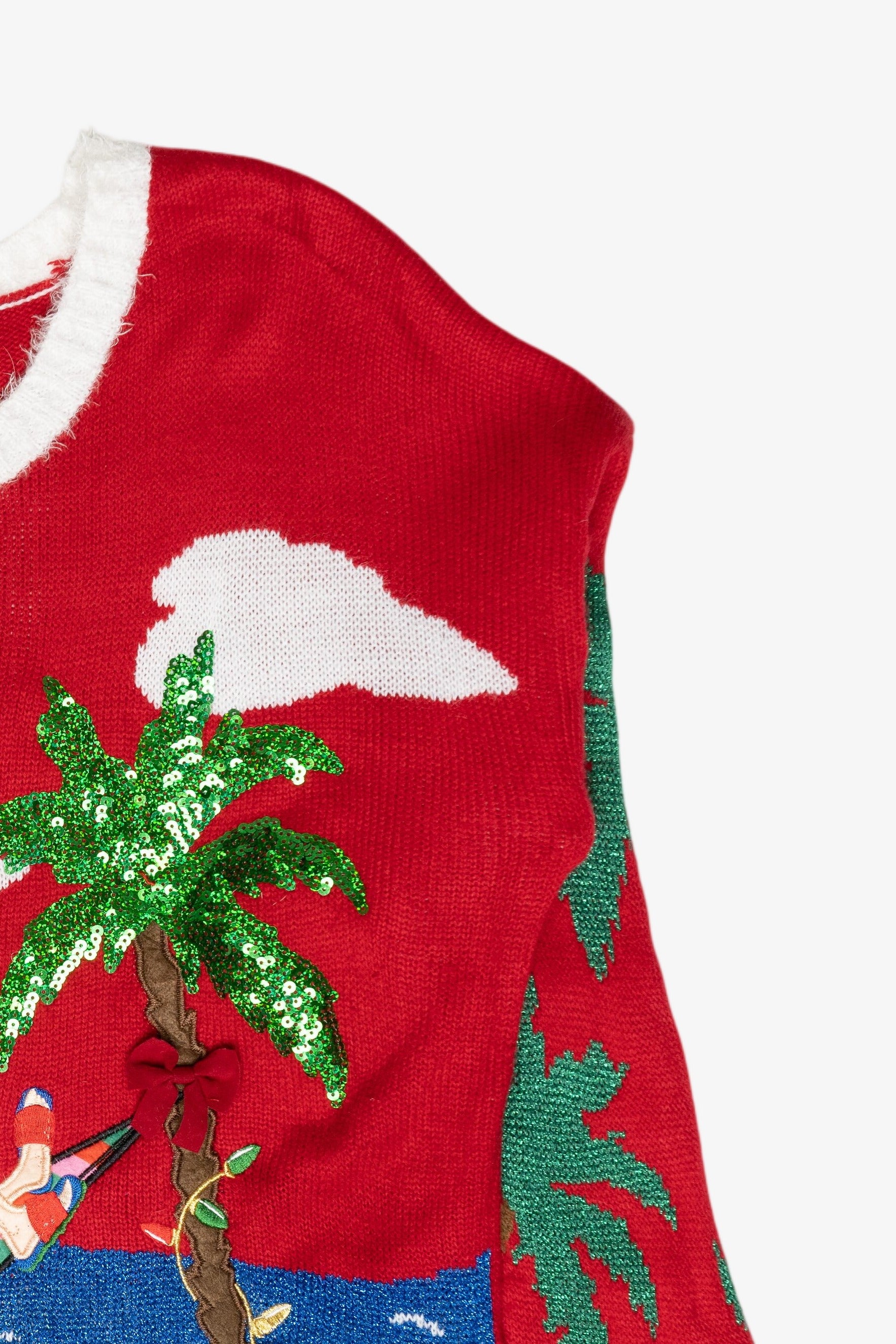 Santa Beach Day Ugly Vintage Christmas Sweater (2010s)