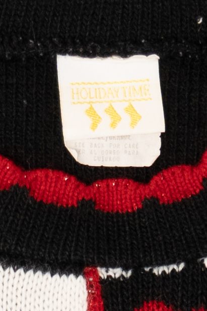 Vintage Black Holiday Time Cats Ugly Christmas Pullover (1980s)