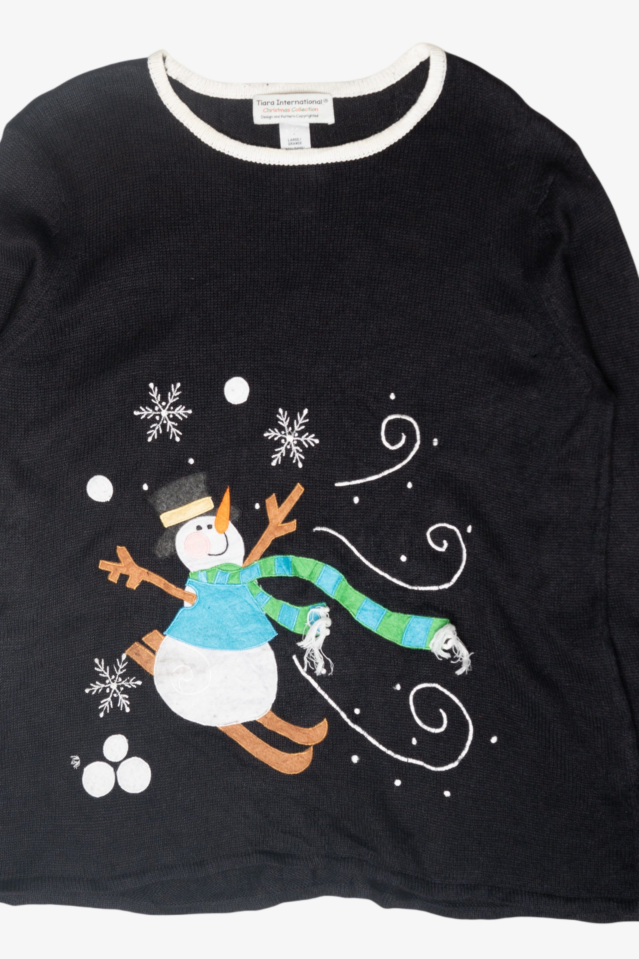 Skiing Snowman Vintage Ugly Christmas Sweater (2000s)