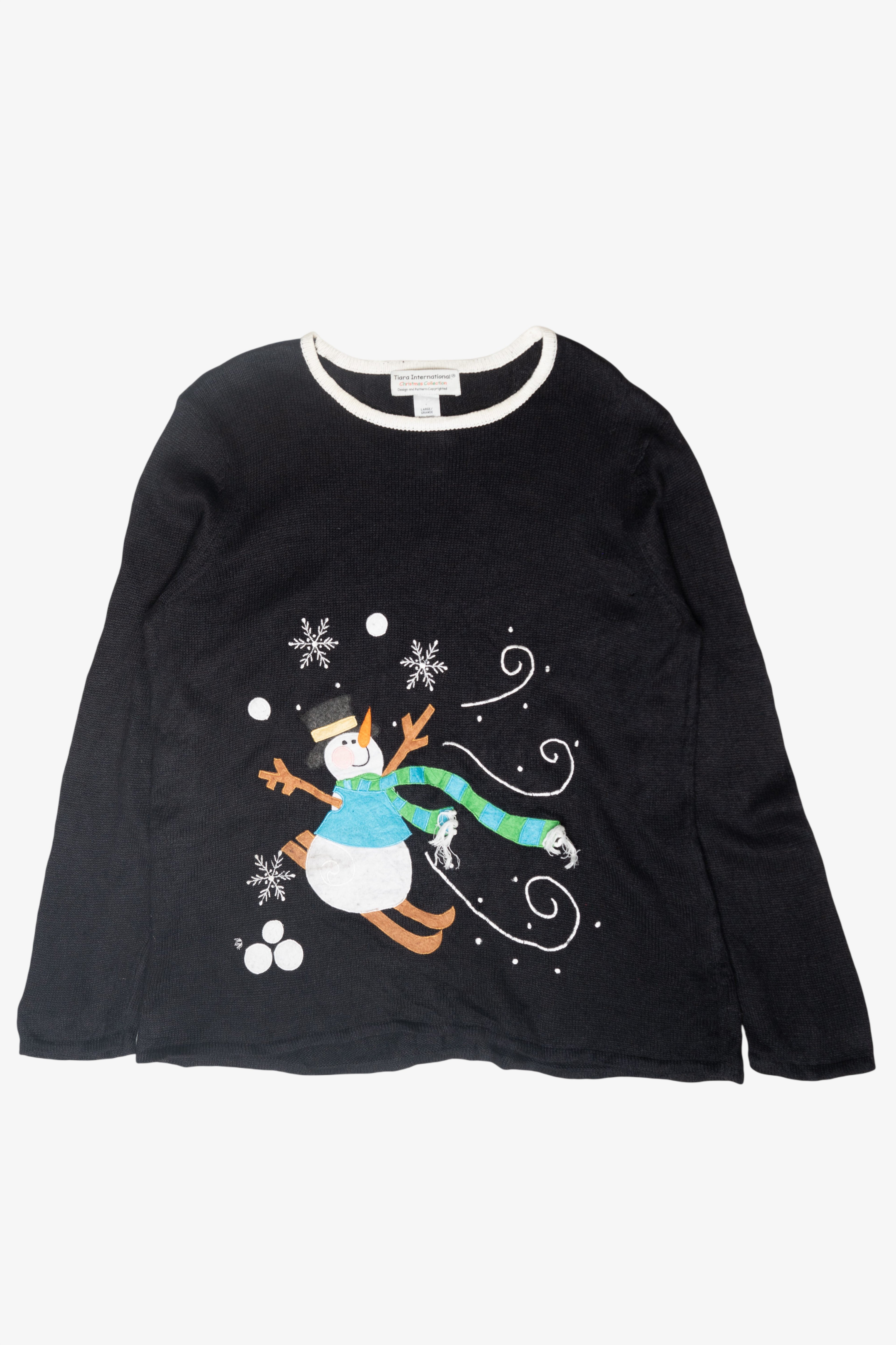Skiing Snowman Vintage Ugly Christmas Sweater (2000s)