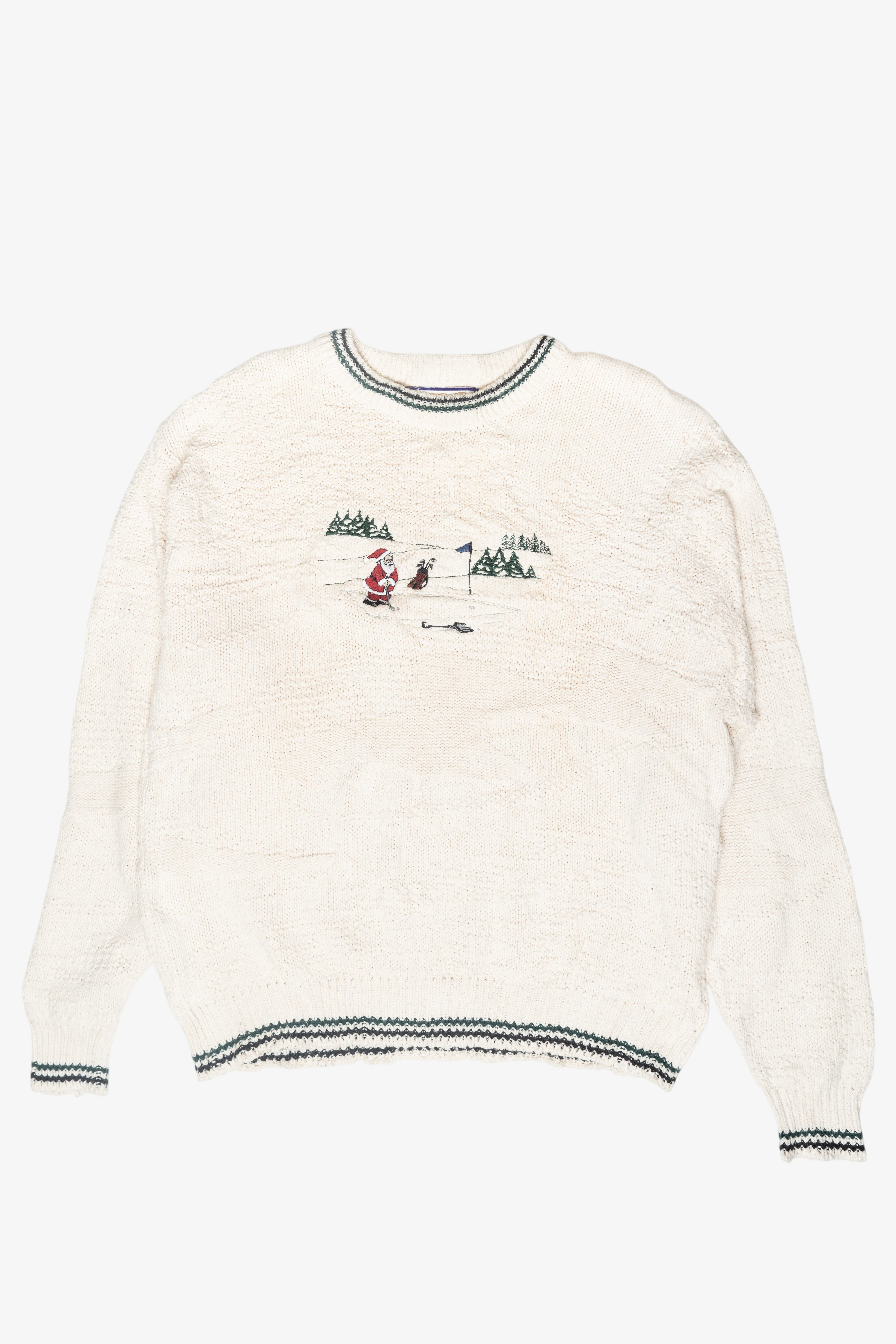 Santa Golfing Vintage Ugly Christmas Sweater (1980s)