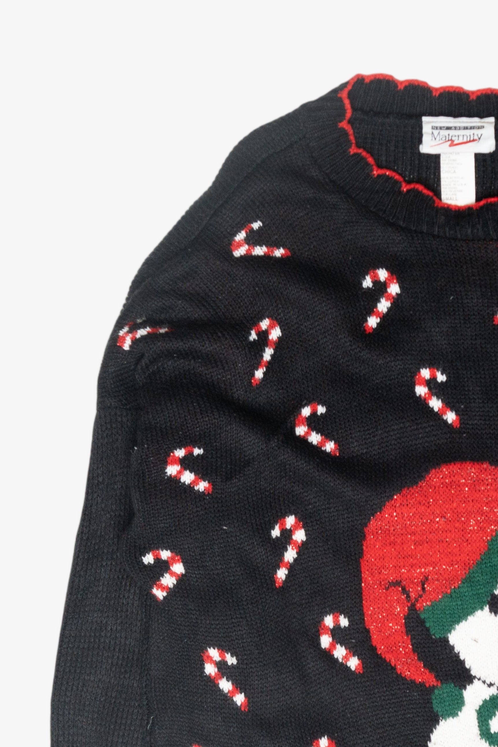 Candy Canes Maternity Size Vintage Ugly Christmas Sweater (1980s)