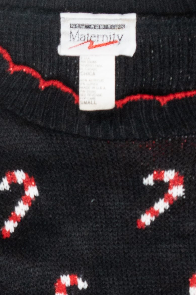 Candy Canes Maternity Size Vintage Ugly Christmas Sweater (1980s)