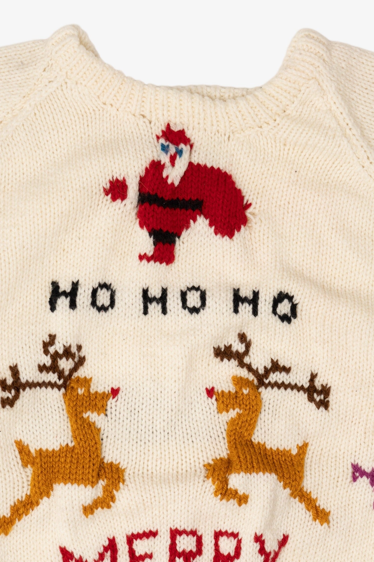 Vintage "Merry Christmas Happy New Year" Santa Ugly Christmas Pullover