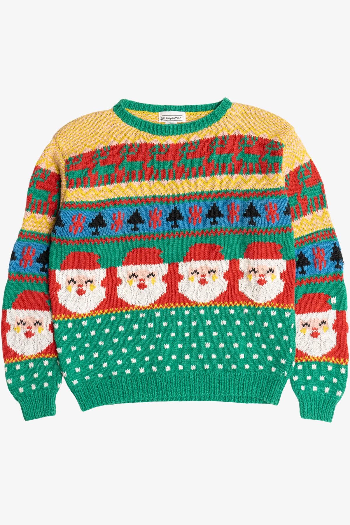 Vintage Lauren Alexandra Santas & Reindeer Ugly Christmas Sweater (1980s)
