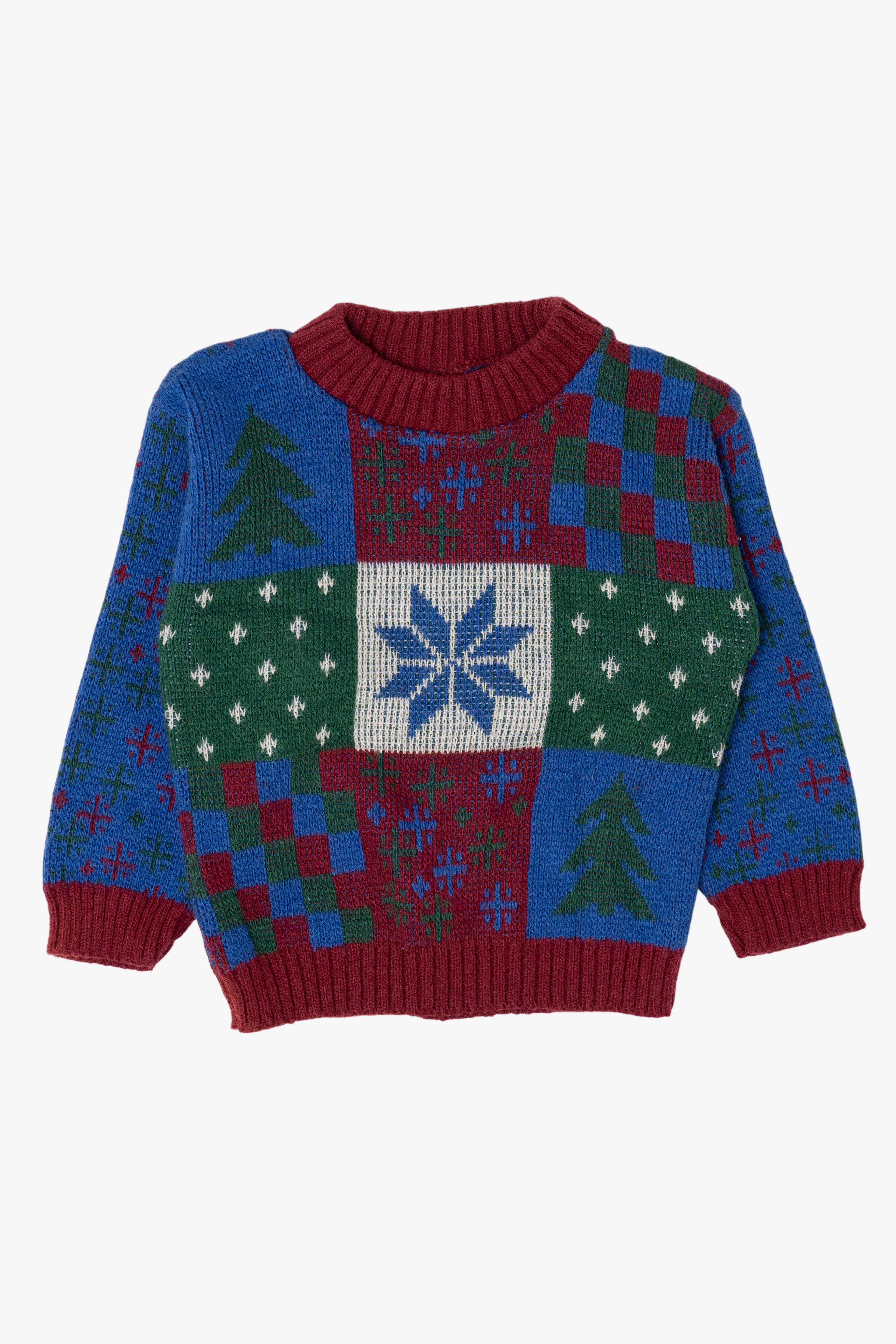 Vintage Kids Toddler Navy Blue Okie Dokie Ugly Christmas Pullover (1990s)