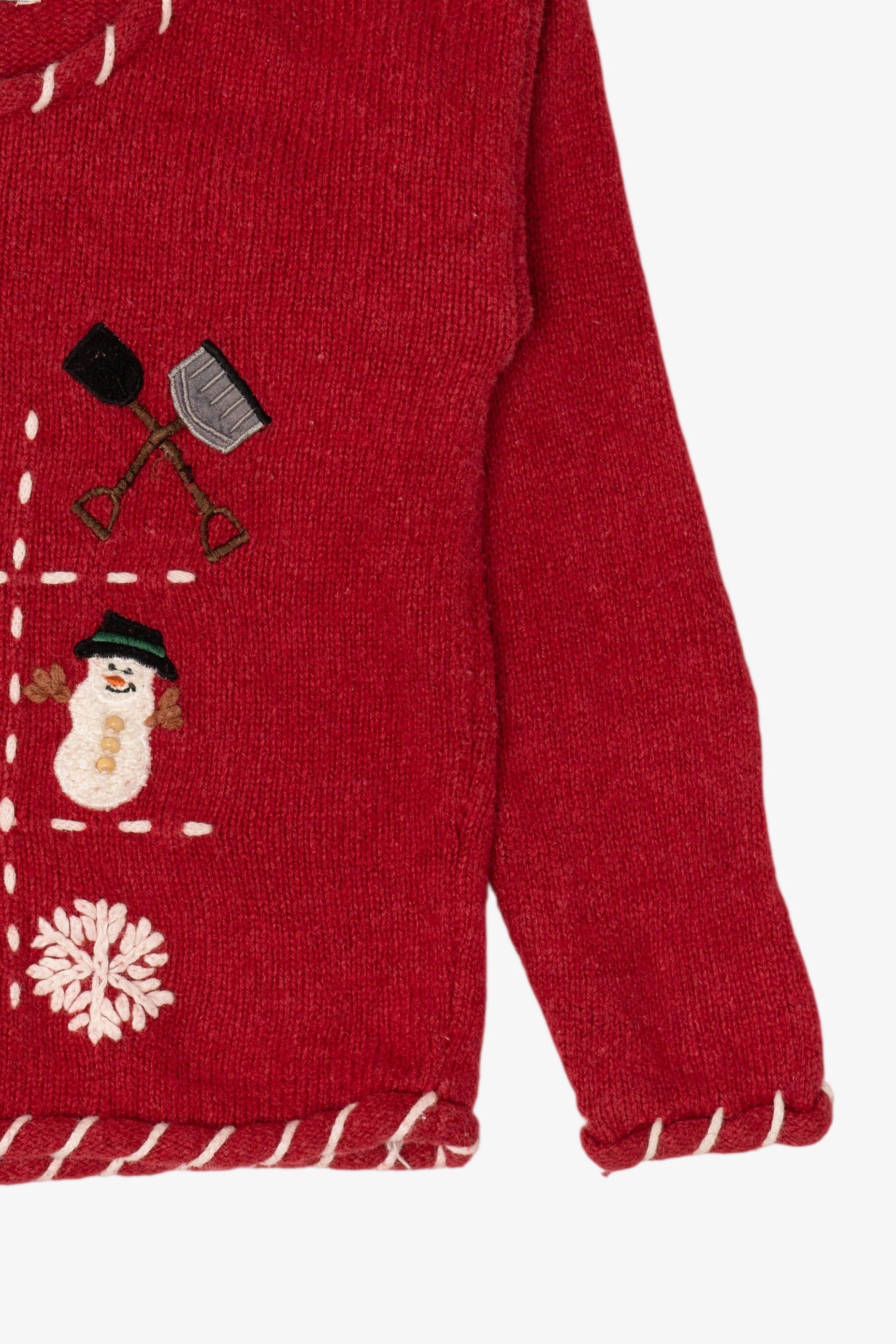 Vintage Kids Red Mandal Bay Snowmen Ugly Christmas Pullover (1990s)