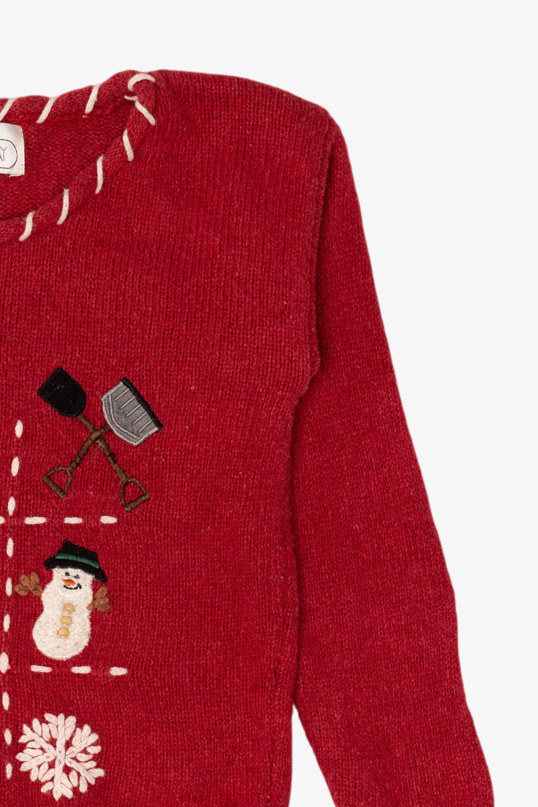 Vintage Kids Red Mandal Bay Snowmen Ugly Christmas Pullover (1990s)