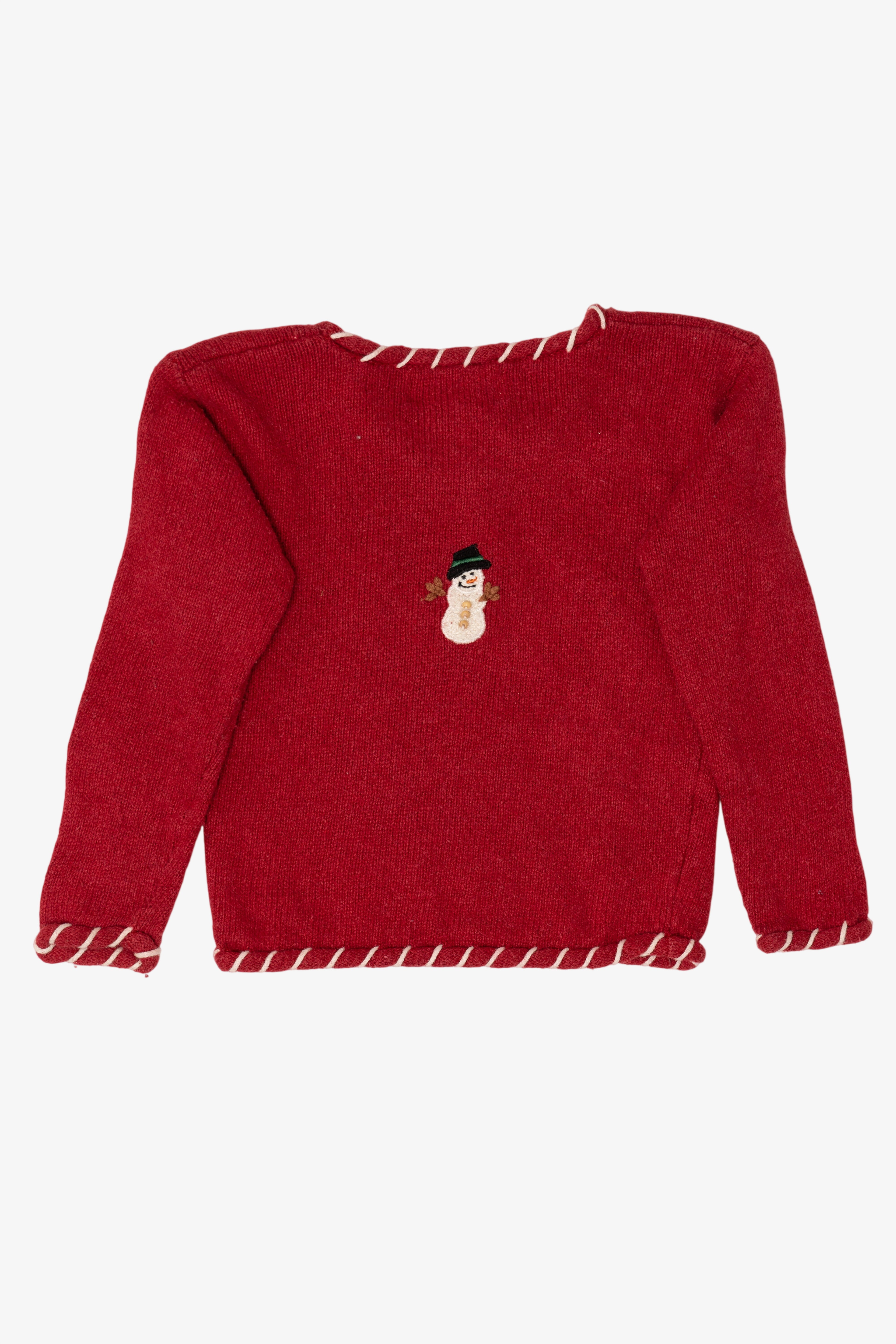 Vintage Kids Red Mandal Bay Snowmen Ugly Christmas Pullover (1990s)