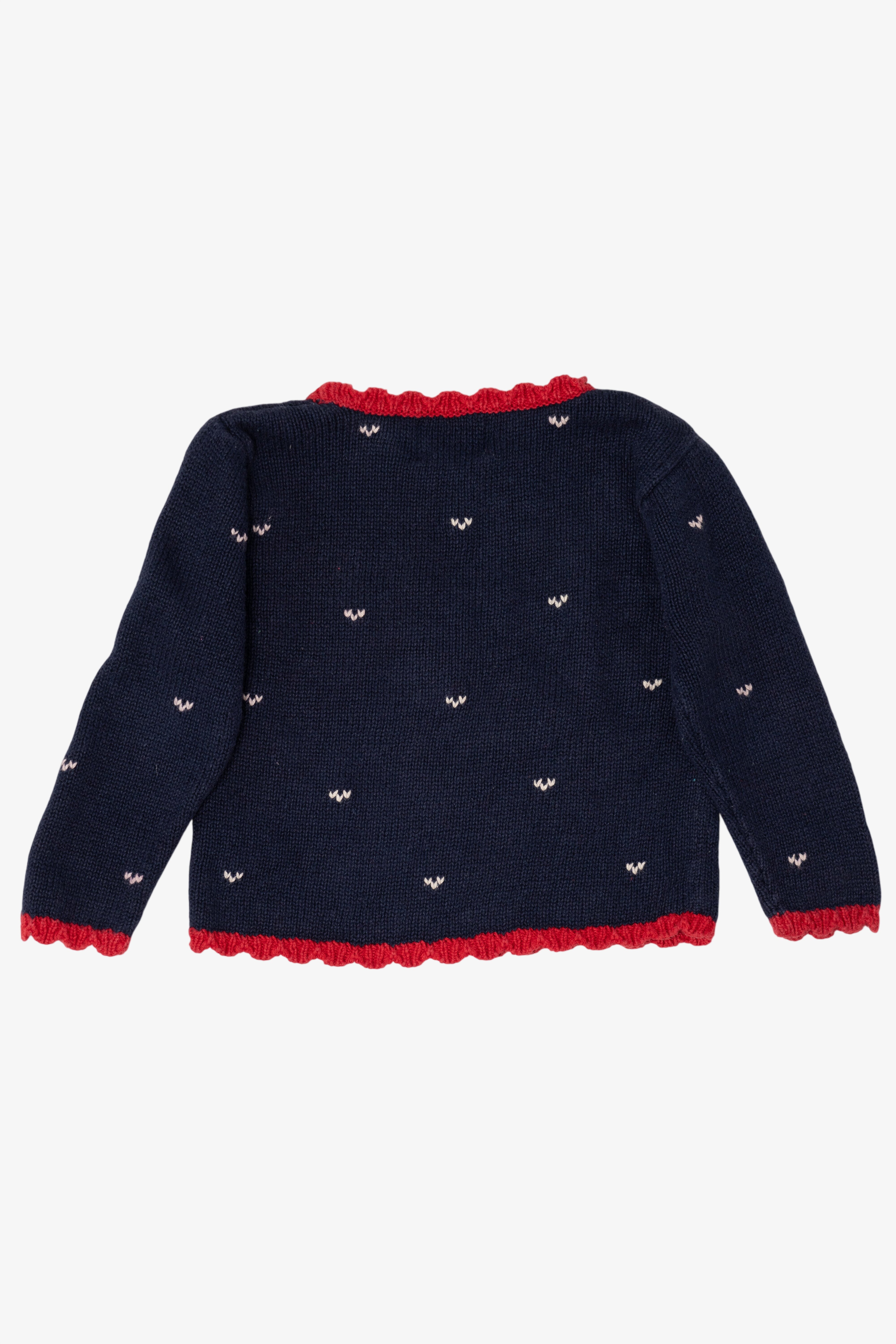 Vintage Kids Navy Blue Hartstrings Xmas Tree In Truck Ugly Christmas Pullover (1990s)
