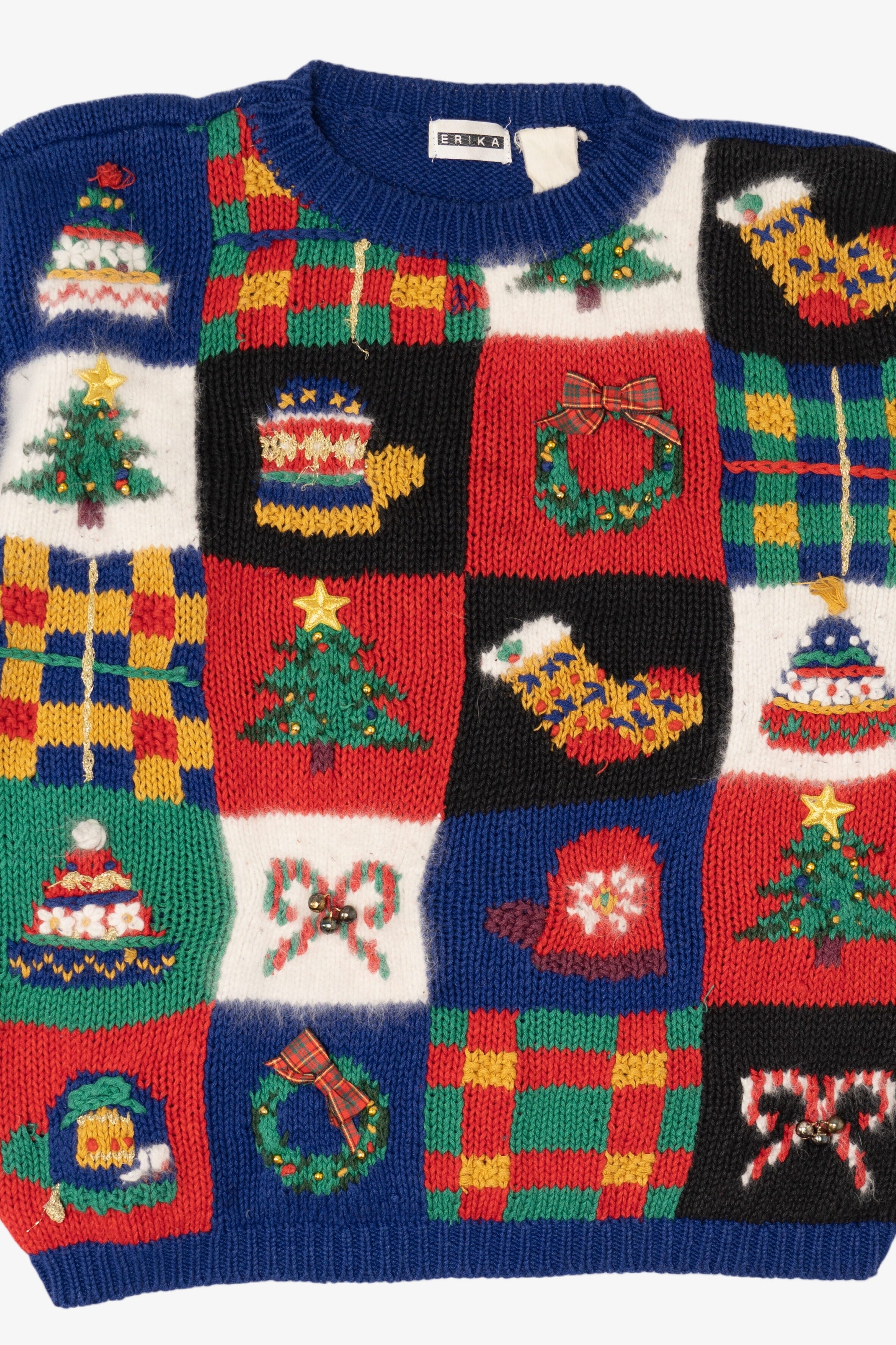 Vintage Navy Blue Erika Ugly Christmas Pullover (1990s)