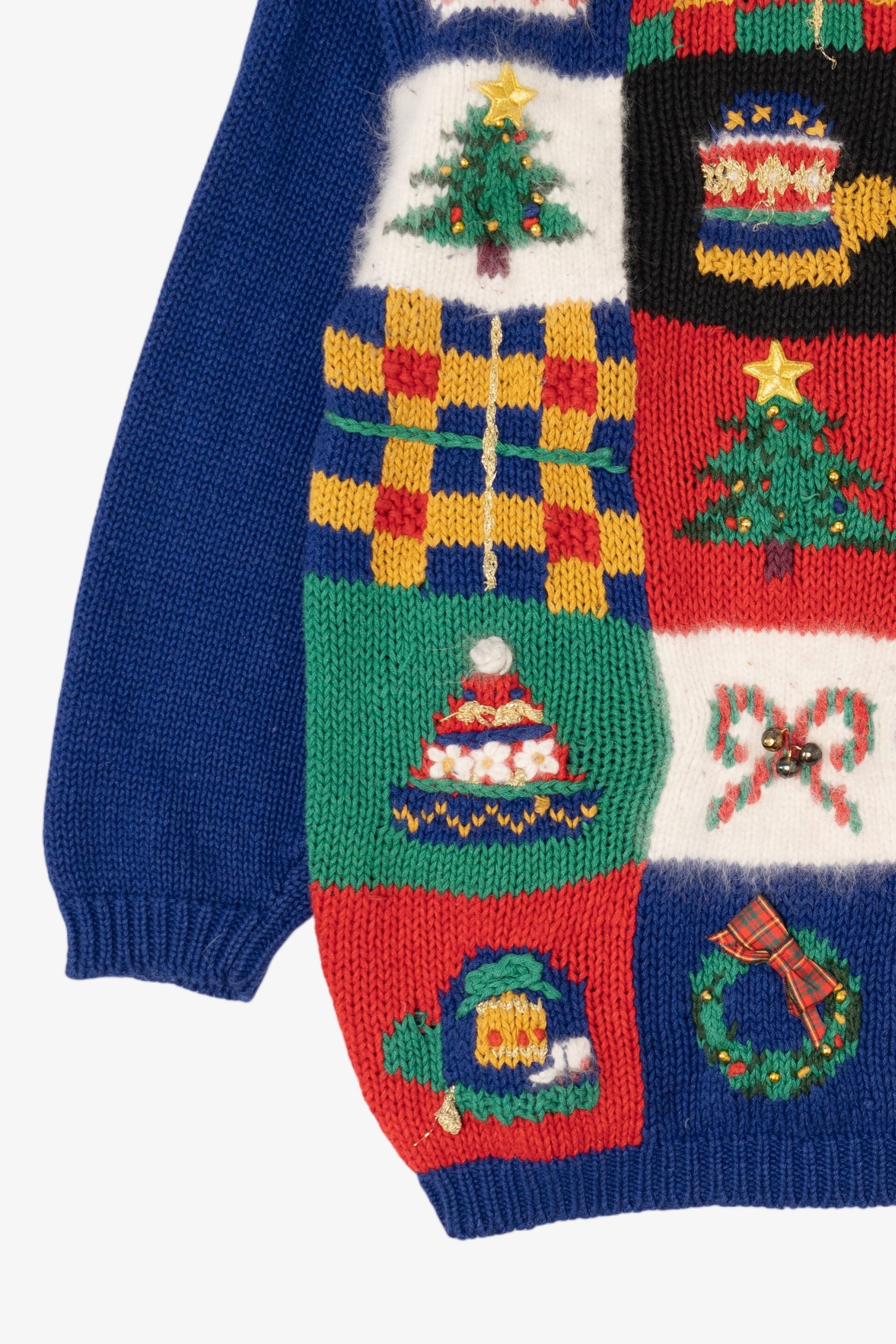 Vintage Navy Blue Erika Ugly Christmas Pullover (1990s)