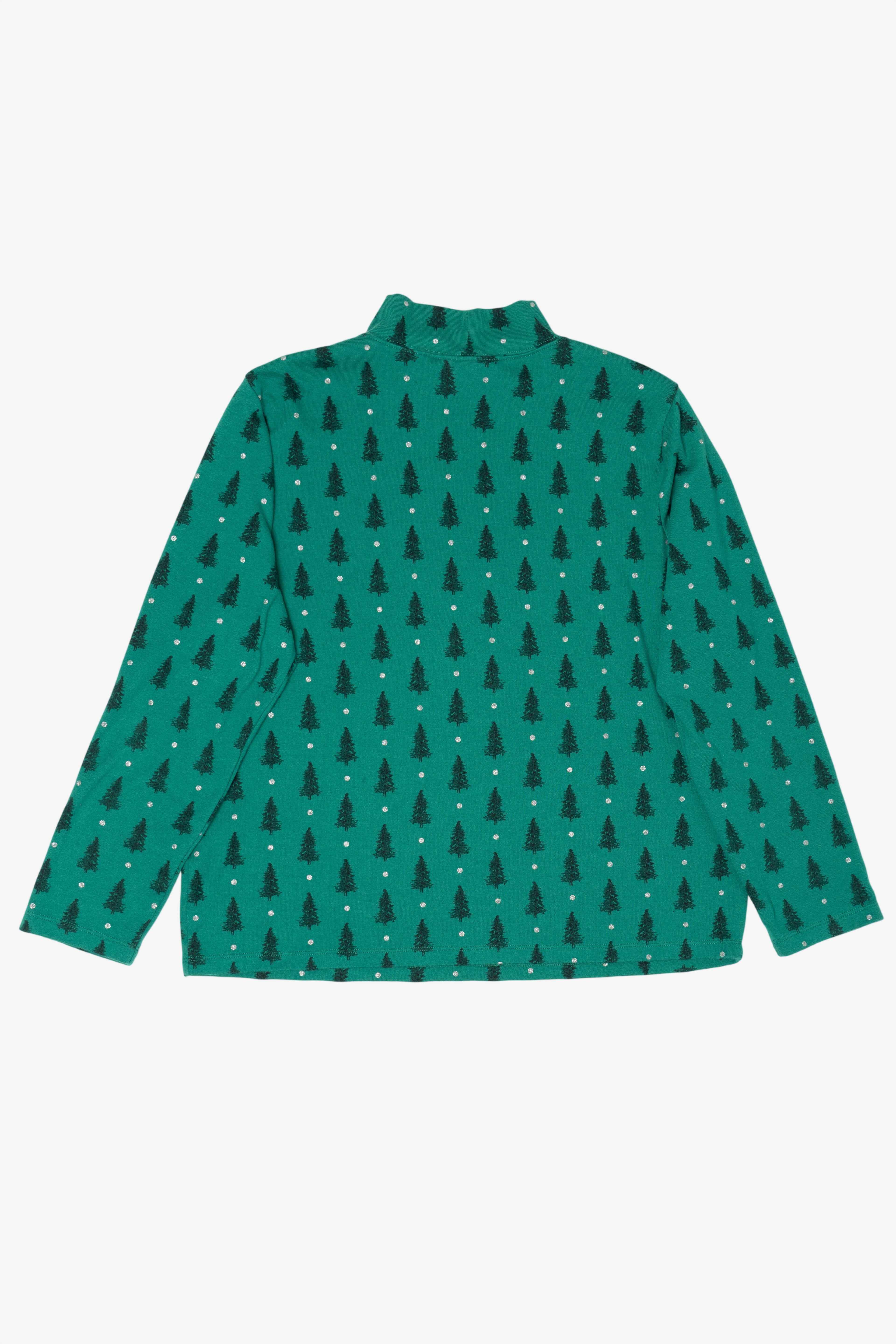 Vintage Teal Karen Scott Trees Ugly Christmas Sweatshirt (2000s)