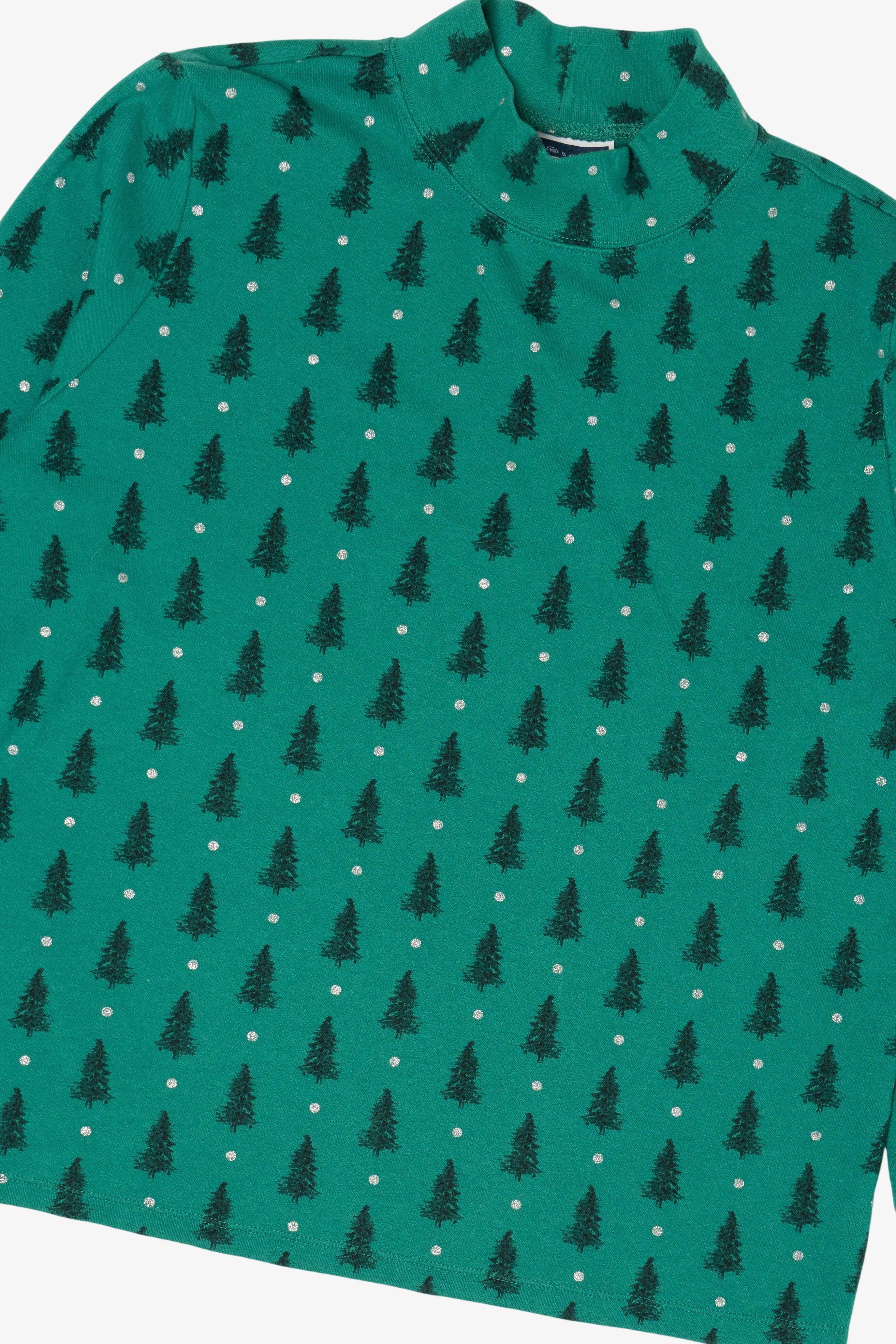 Vintage Teal Karen Scott Trees Ugly Christmas Sweatshirt (2000s)