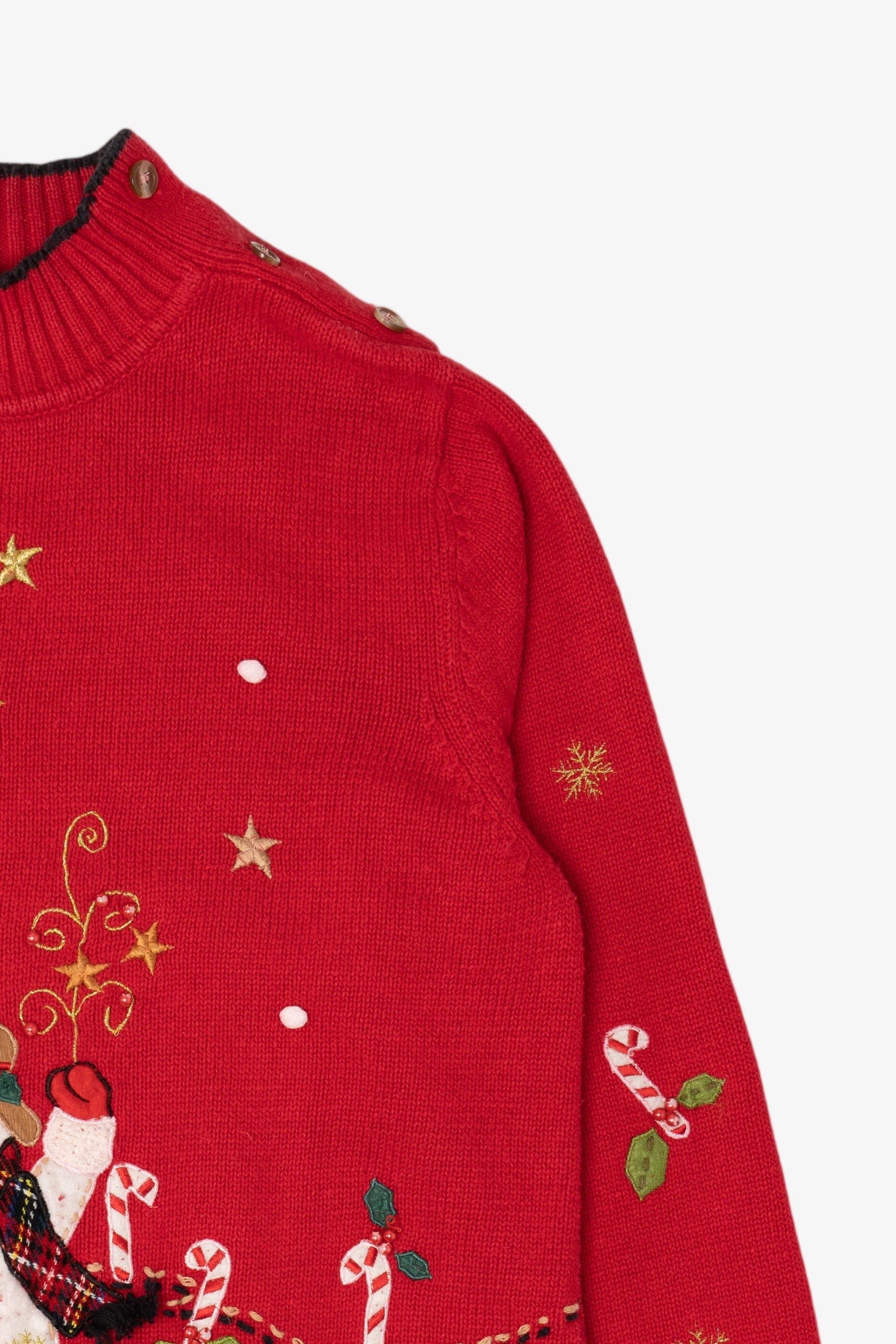 Vintage Red Kikit Snowmen Ugly Christmas Pullover (1990s)