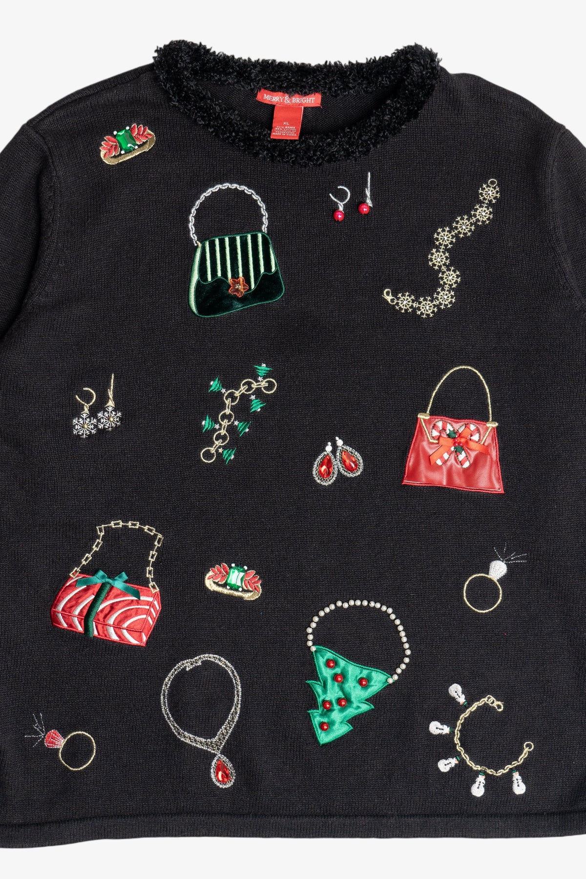 Vintage Fashionista Purses & Jewelry Christmas Pullover (2000s)