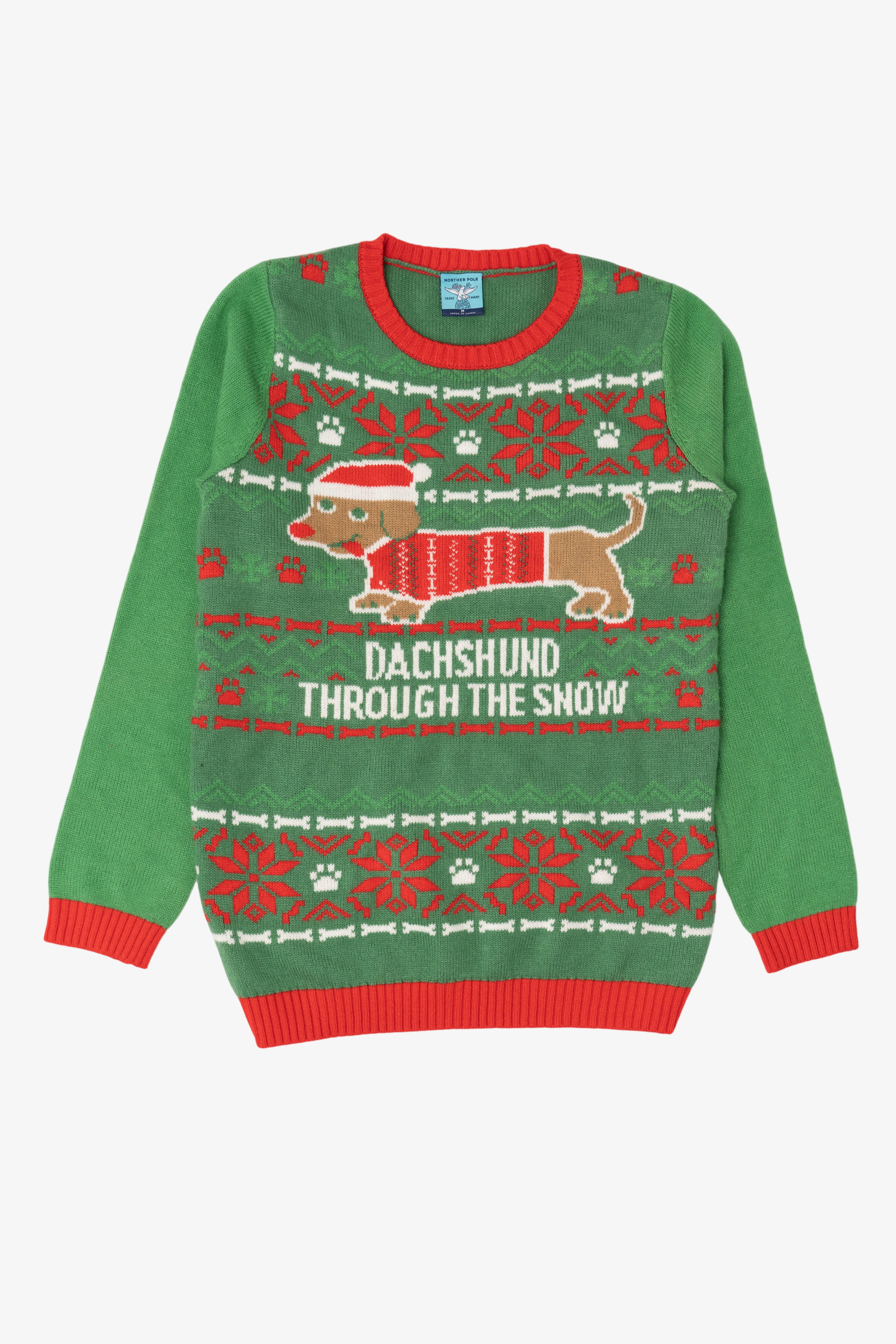 Green Norther Pole "Dachshund Through The Snow" Ugly Christmas Pullover (2010s)