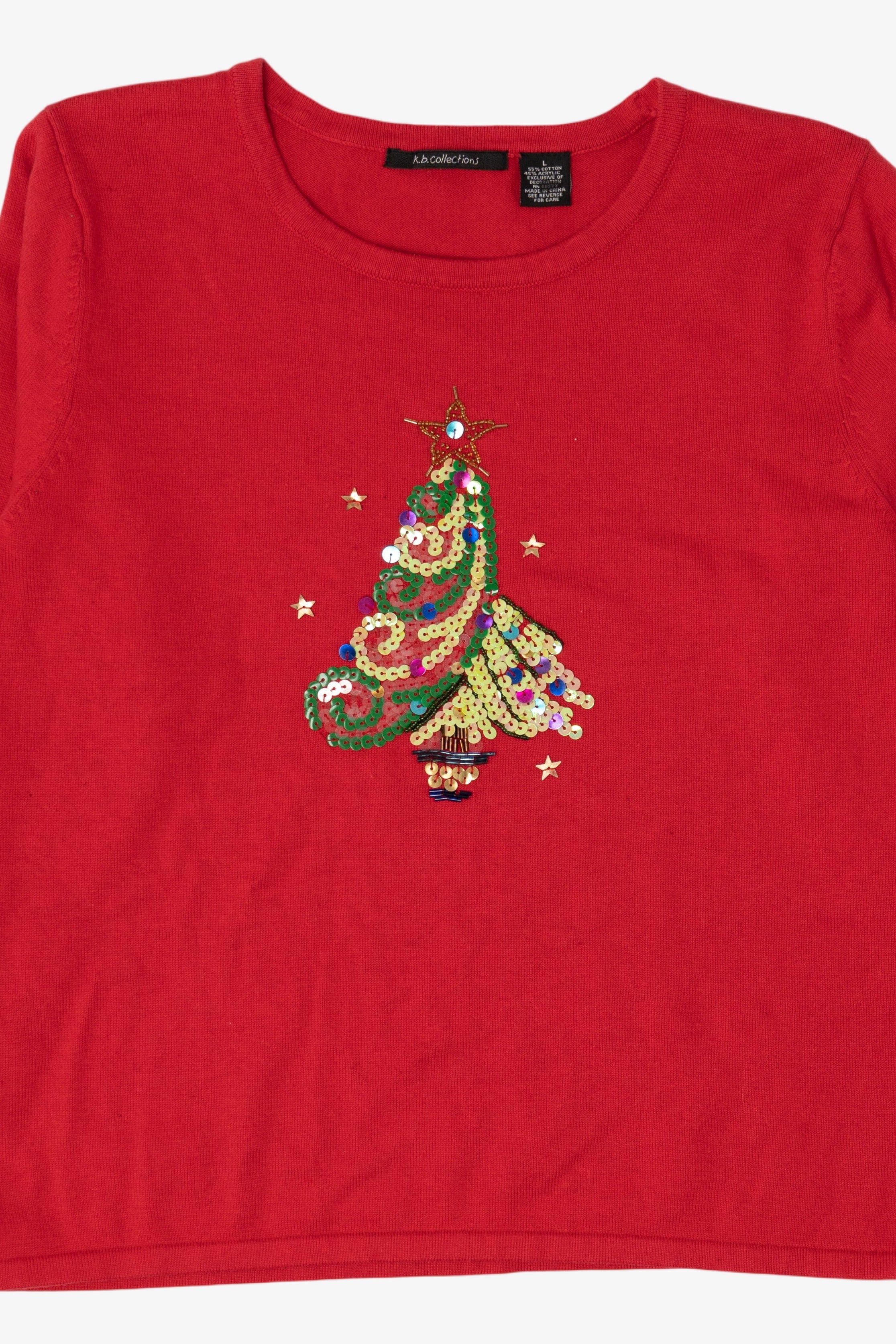 Vintage Red K.B Collection Trees Ugly Christmas Pullover (1990s)