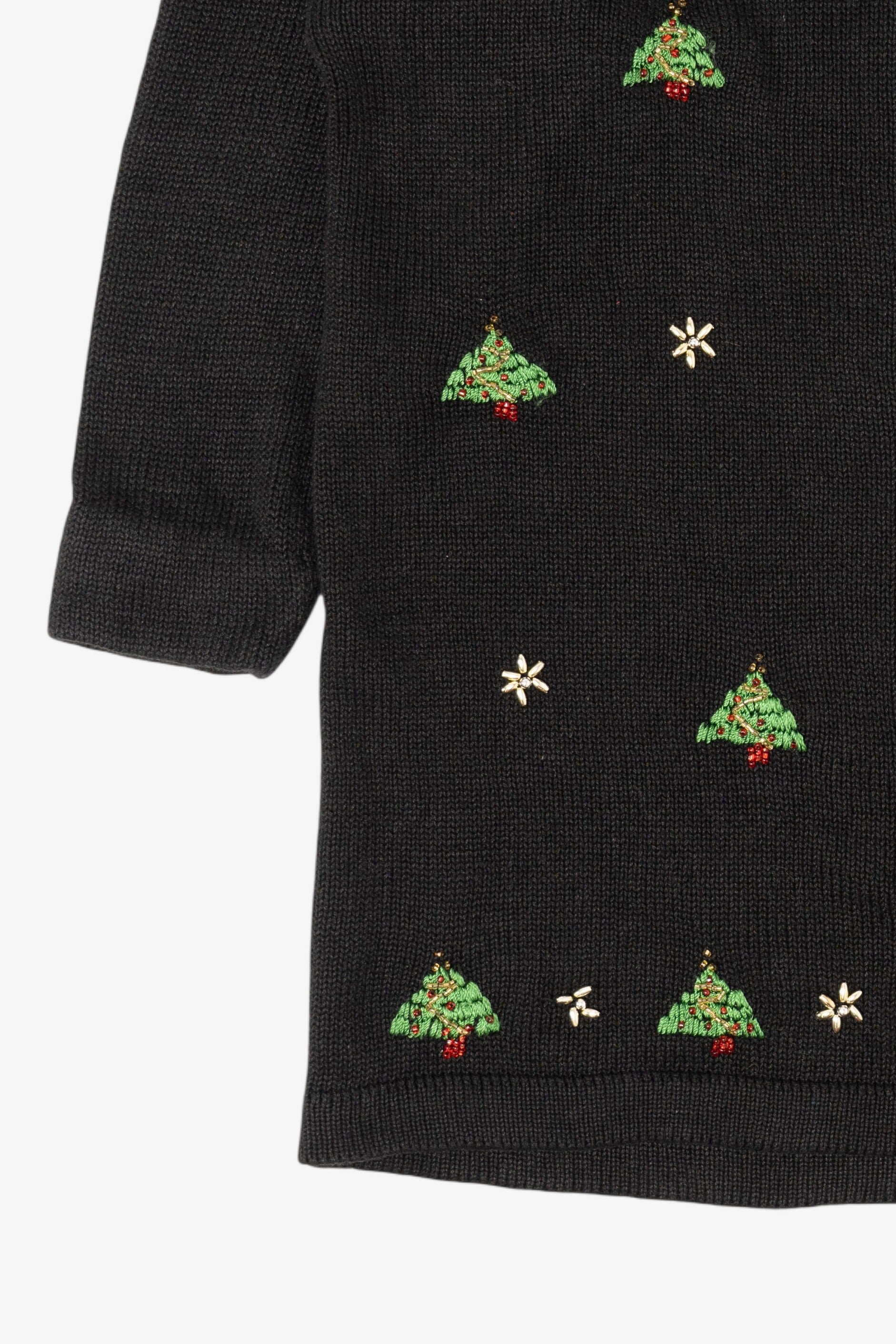 Vintage Black Victoria Jones Trees Ugly Christmas Pullover (1990s)