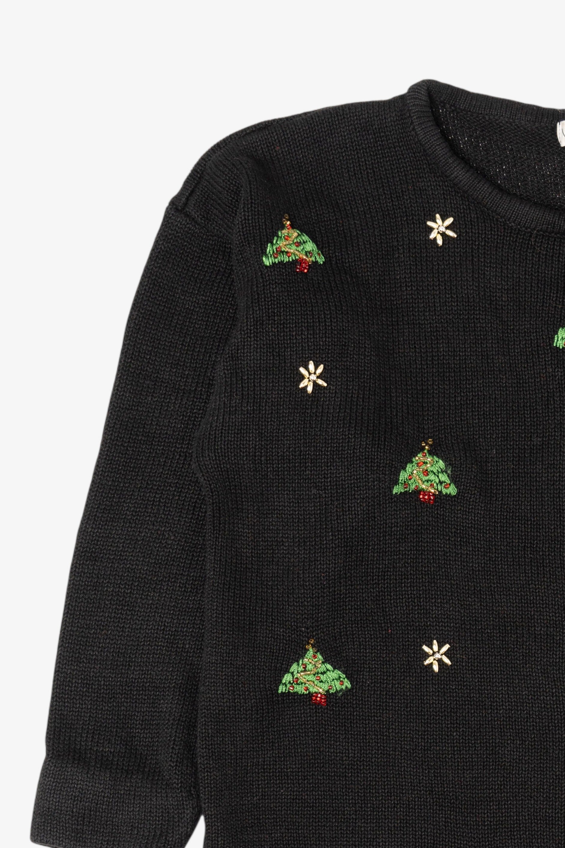 Vintage Black Victoria Jones Trees Ugly Christmas Pullover (1990s)