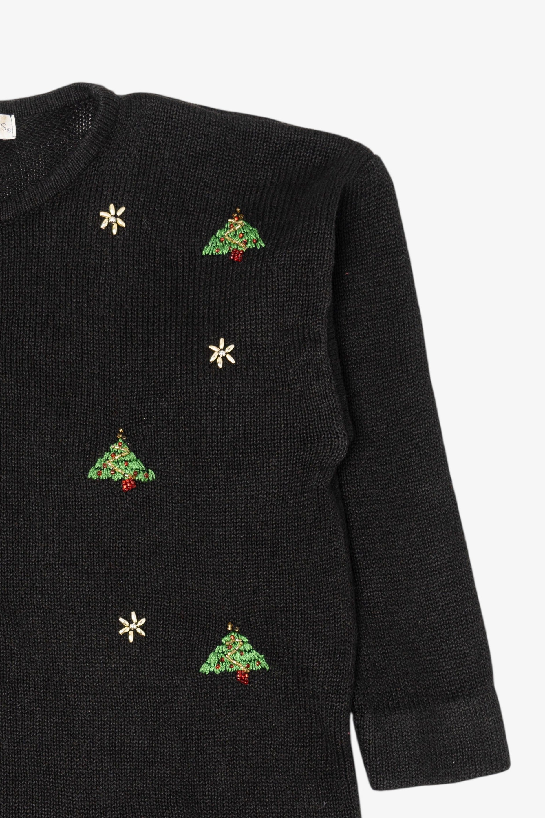 Vintage Black Victoria Jones Trees Ugly Christmas Pullover (1990s)