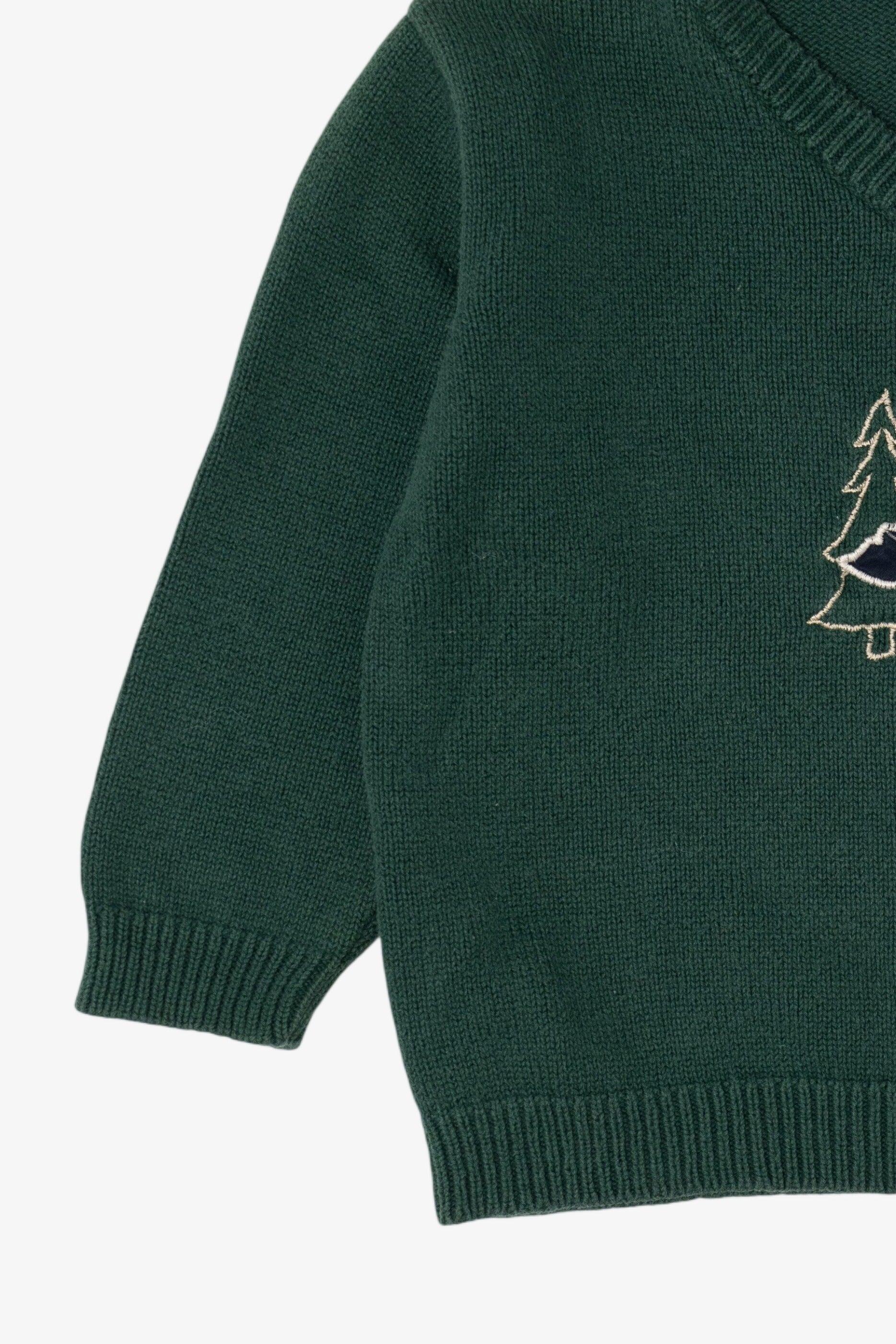 Vintage Kids Dark Green Arrow Bear Ugly Christmas Pullover (1990s)